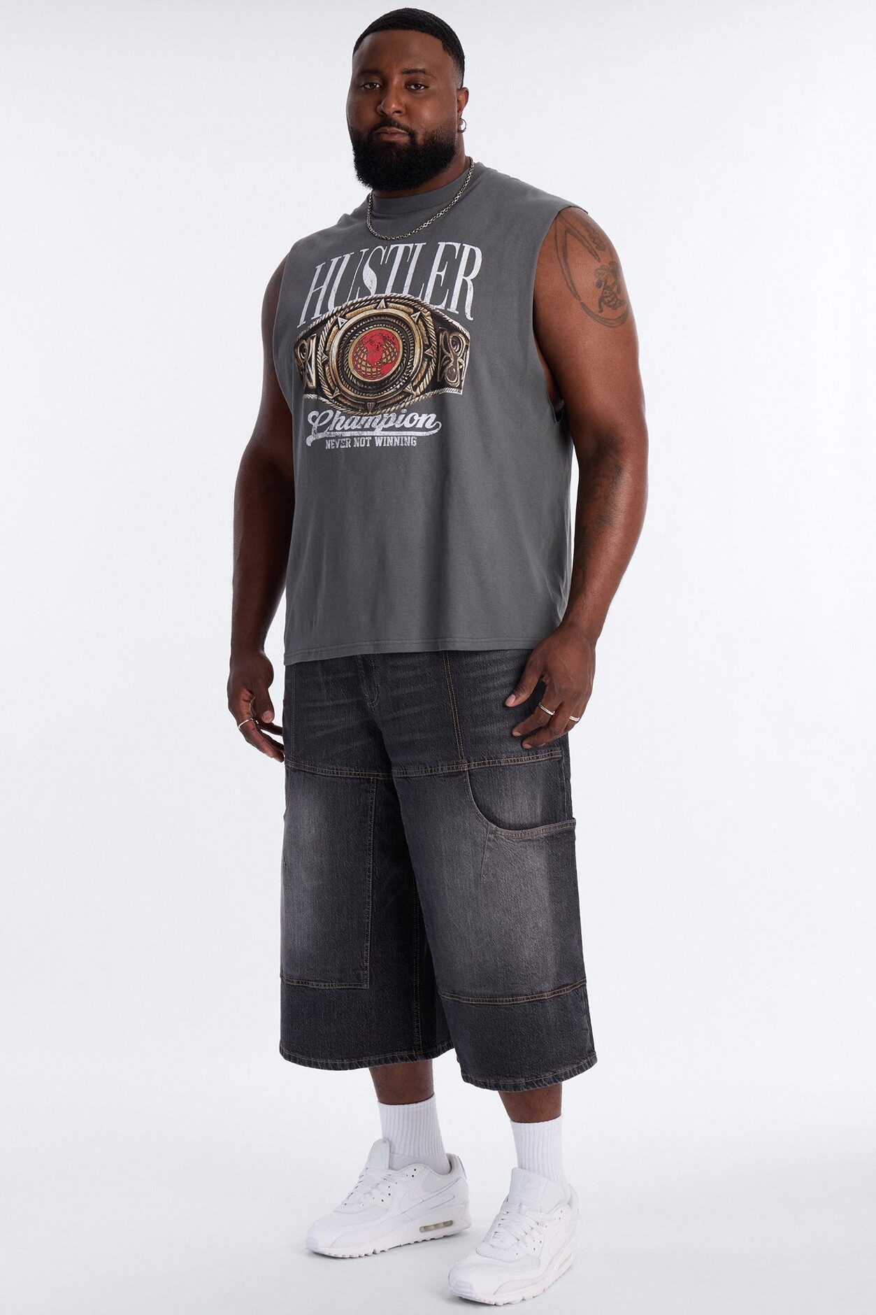 Hustler Never Not Winning Muscle Tee - Charcoal