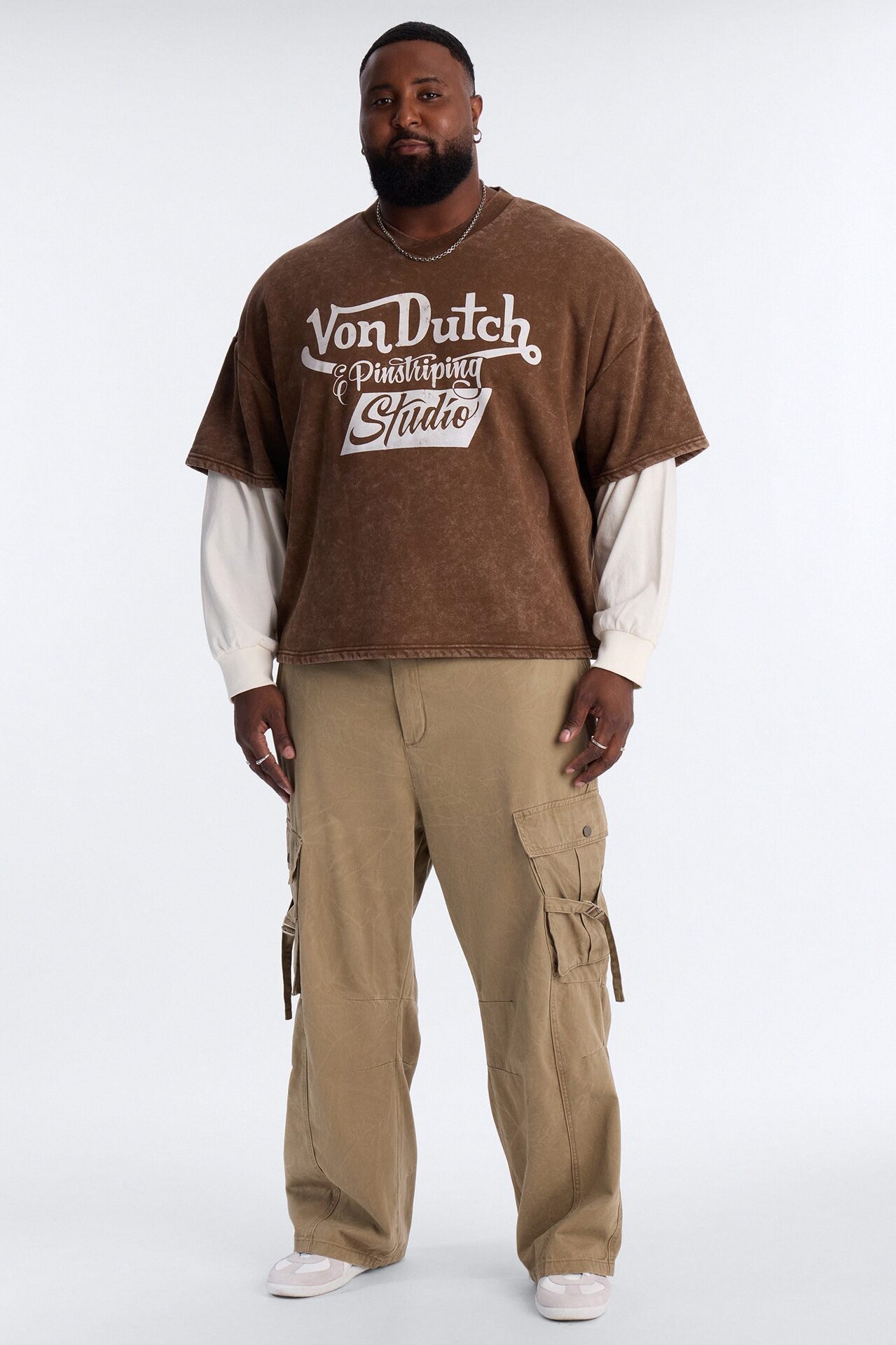 Von Dutch Studio Oversized Fleece Twofer - Brown