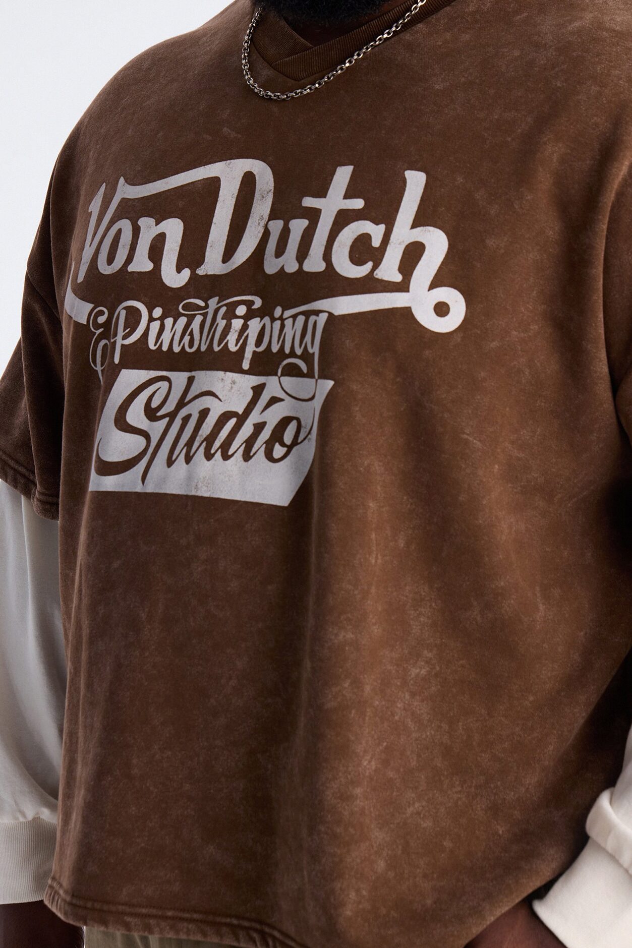 Von Dutch Studio Oversized Fleece Twofer - Brown