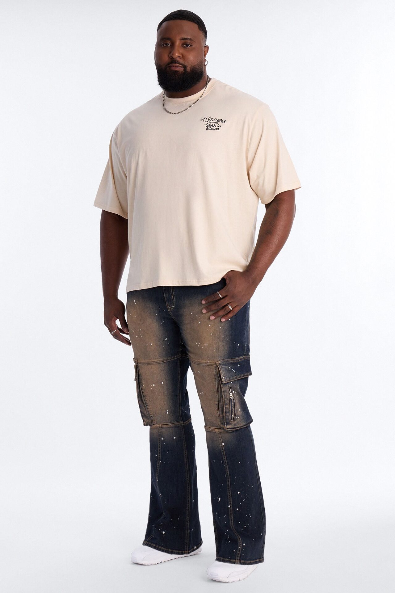 Stacked Skinny Flare Hazmat Cargo Jean - Dark Wash