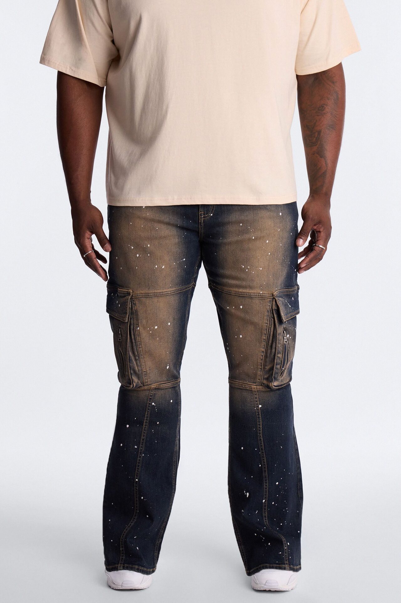 Stacked Skinny Flare Hazmat Cargo Jean - Dark Wash