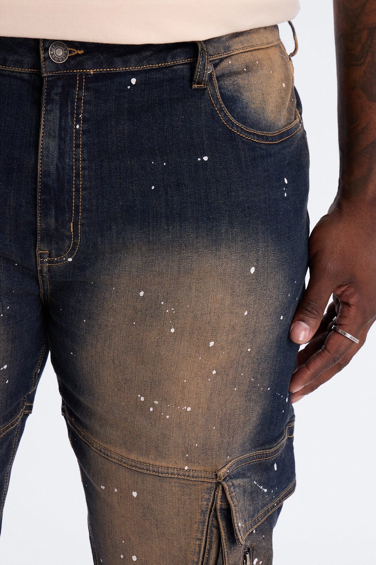 Stacked Skinny Flare Hazmat Cargo Jean - Dark Wash