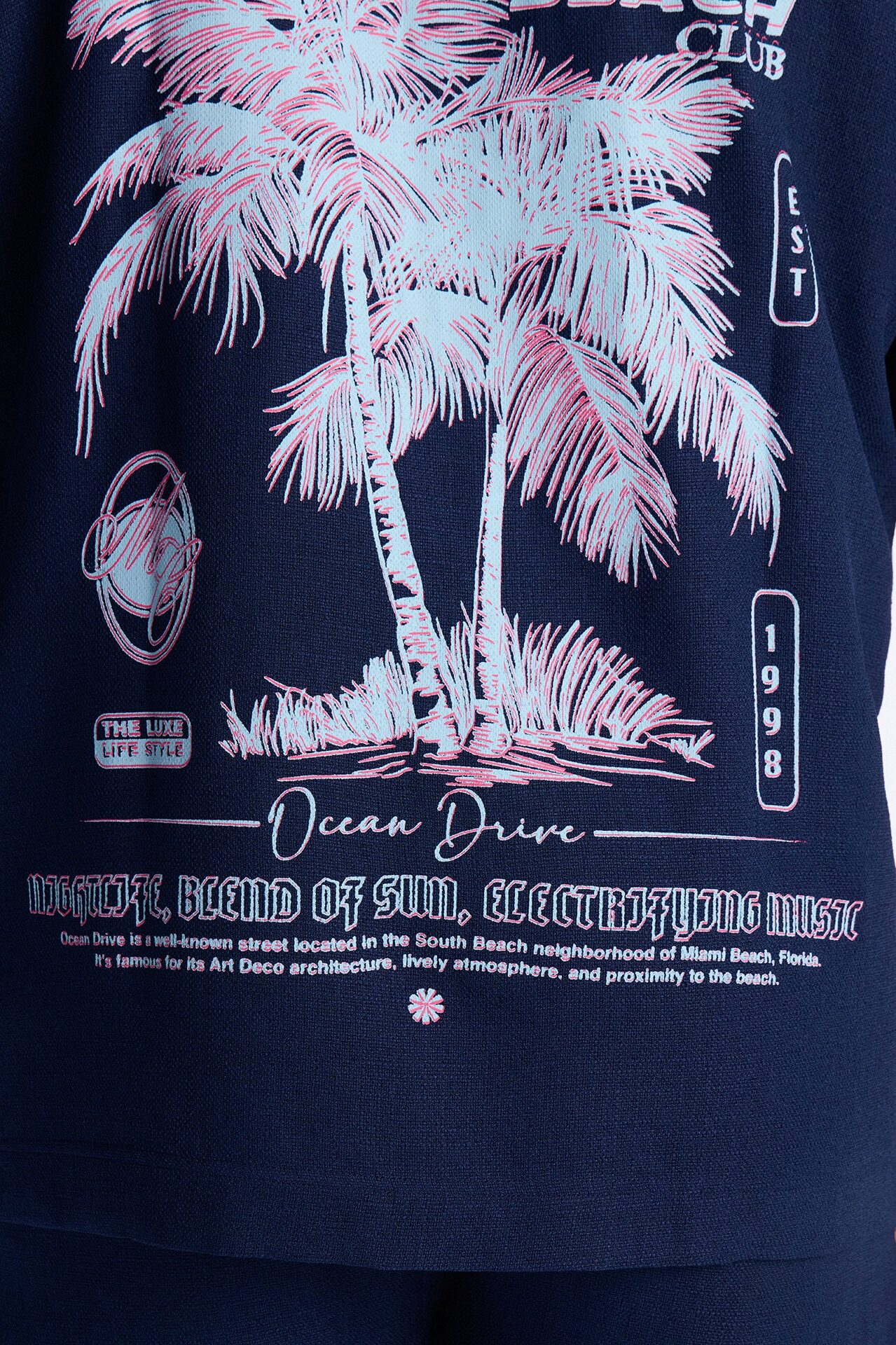 Miami Beach Club Button Up Shirt - Navy