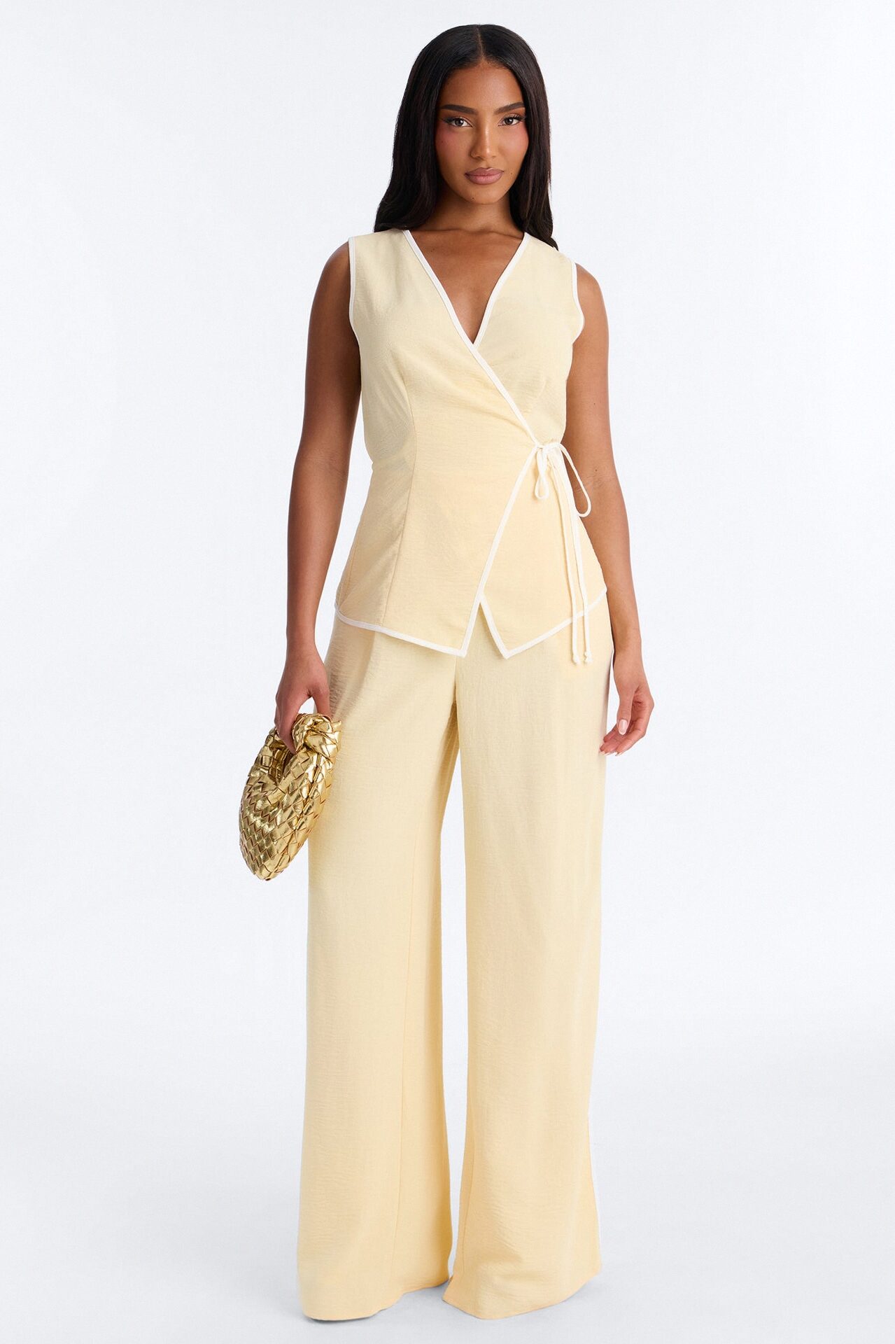 Natalia Sleeveless Pant Set - Yellow
