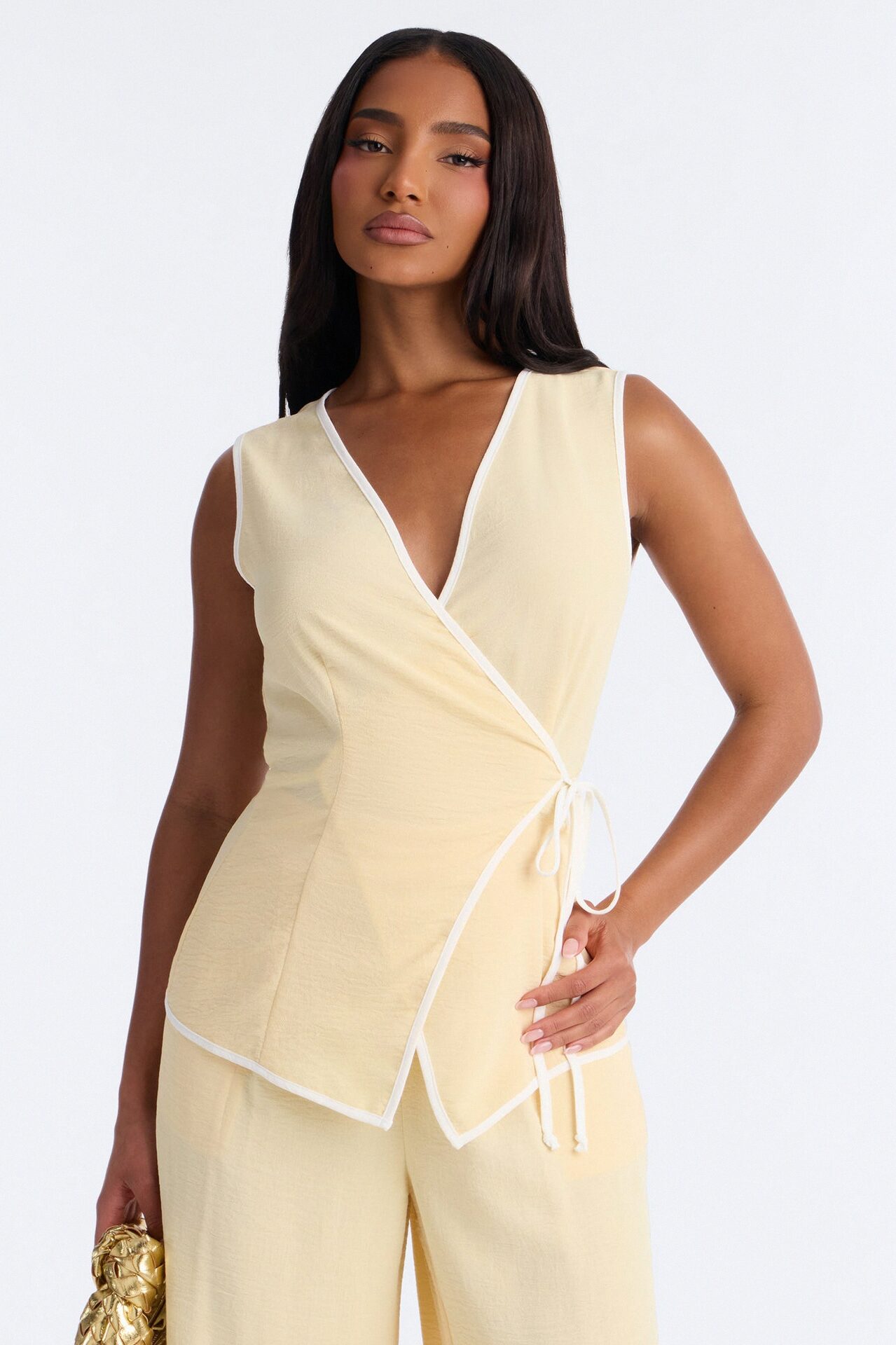 Natalia Sleeveless Pant Set - Yellow
