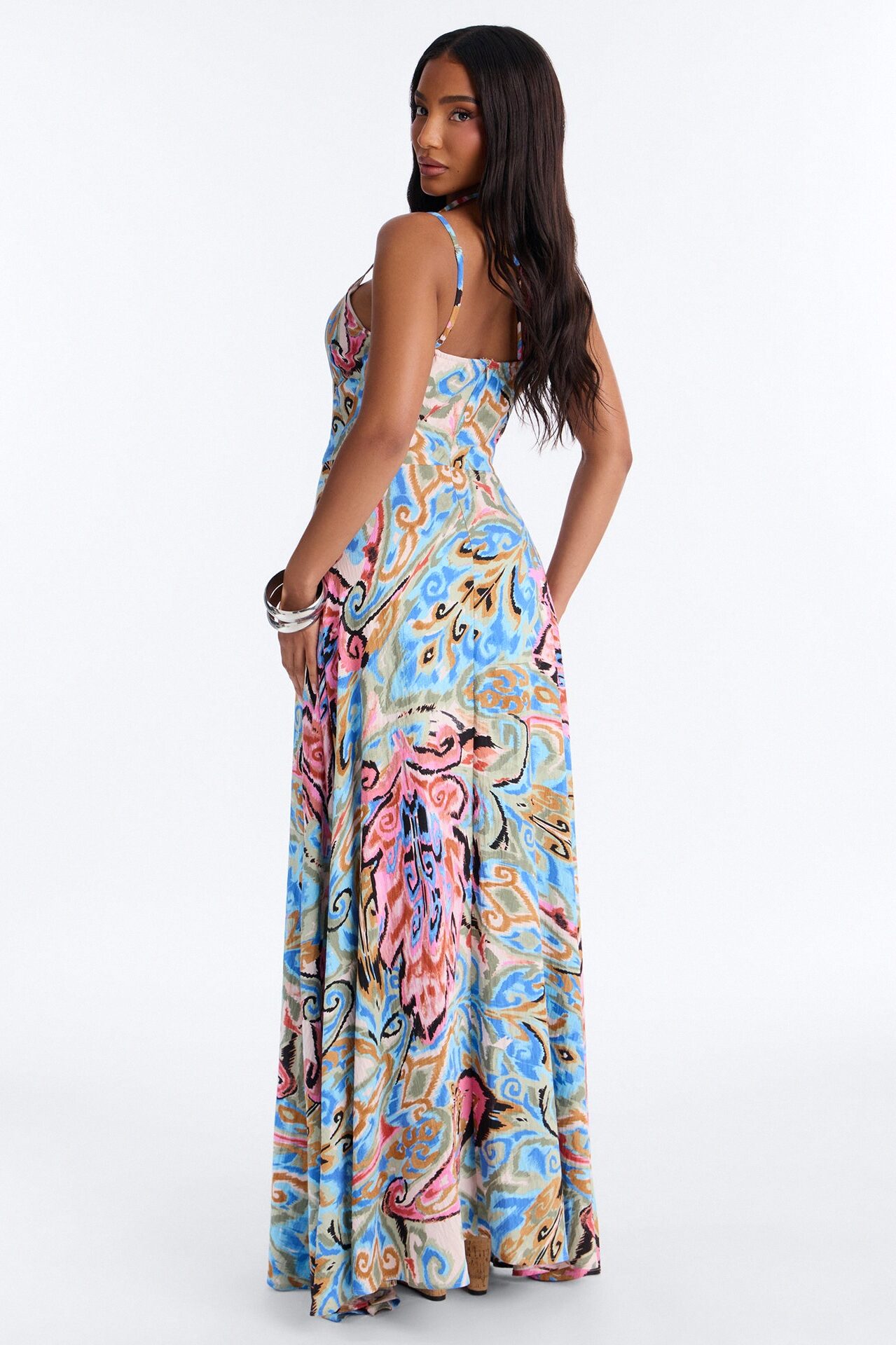 Angel Energy Linen Maxi Dress - Blue/combo
