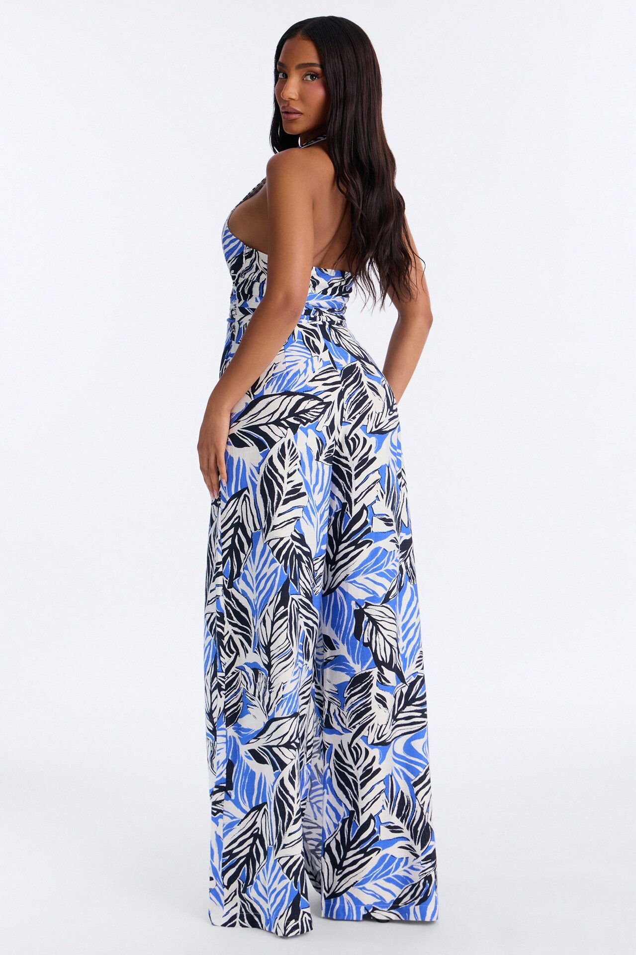 Tropic Haze Halter Jumpsuit - Blue/combo