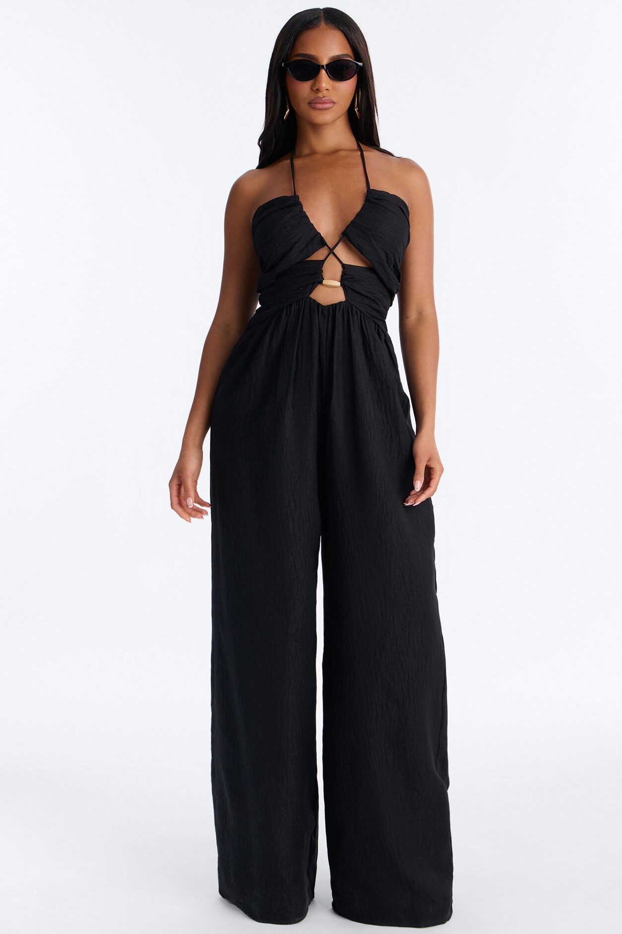 Grayson Strappy Wide Leg Jumpsuit - Black