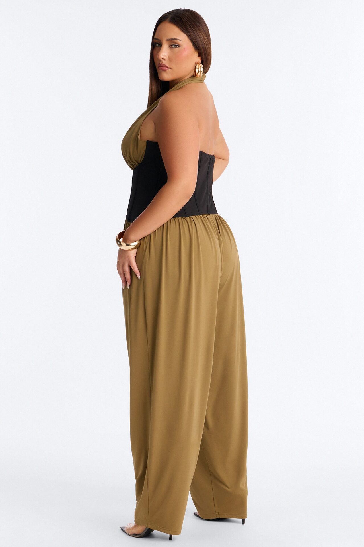 Raia Corset Trim Jumpsuit - Olive