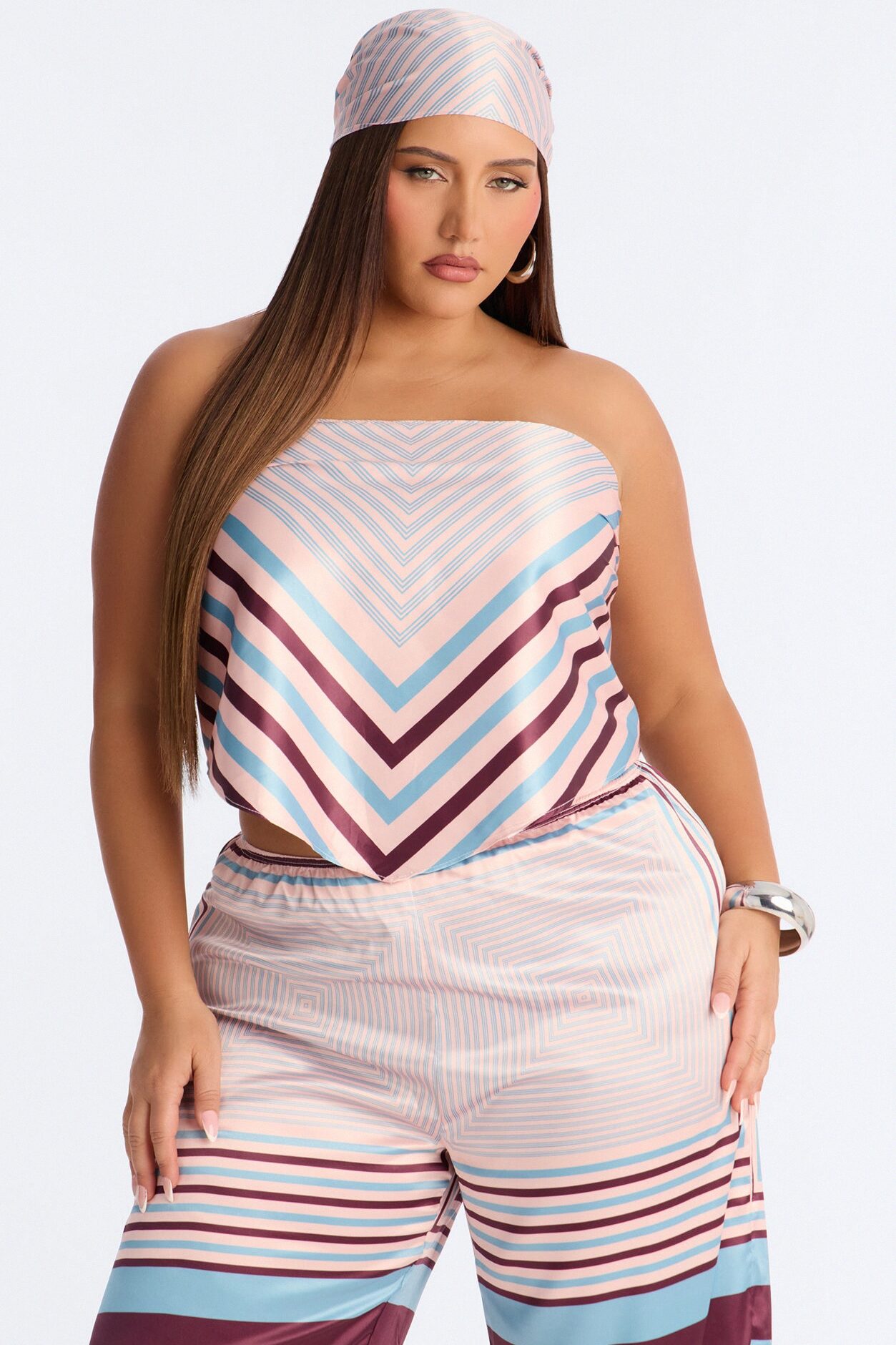 Catalina Satin 3 Piece Pant Set - Pink/combo