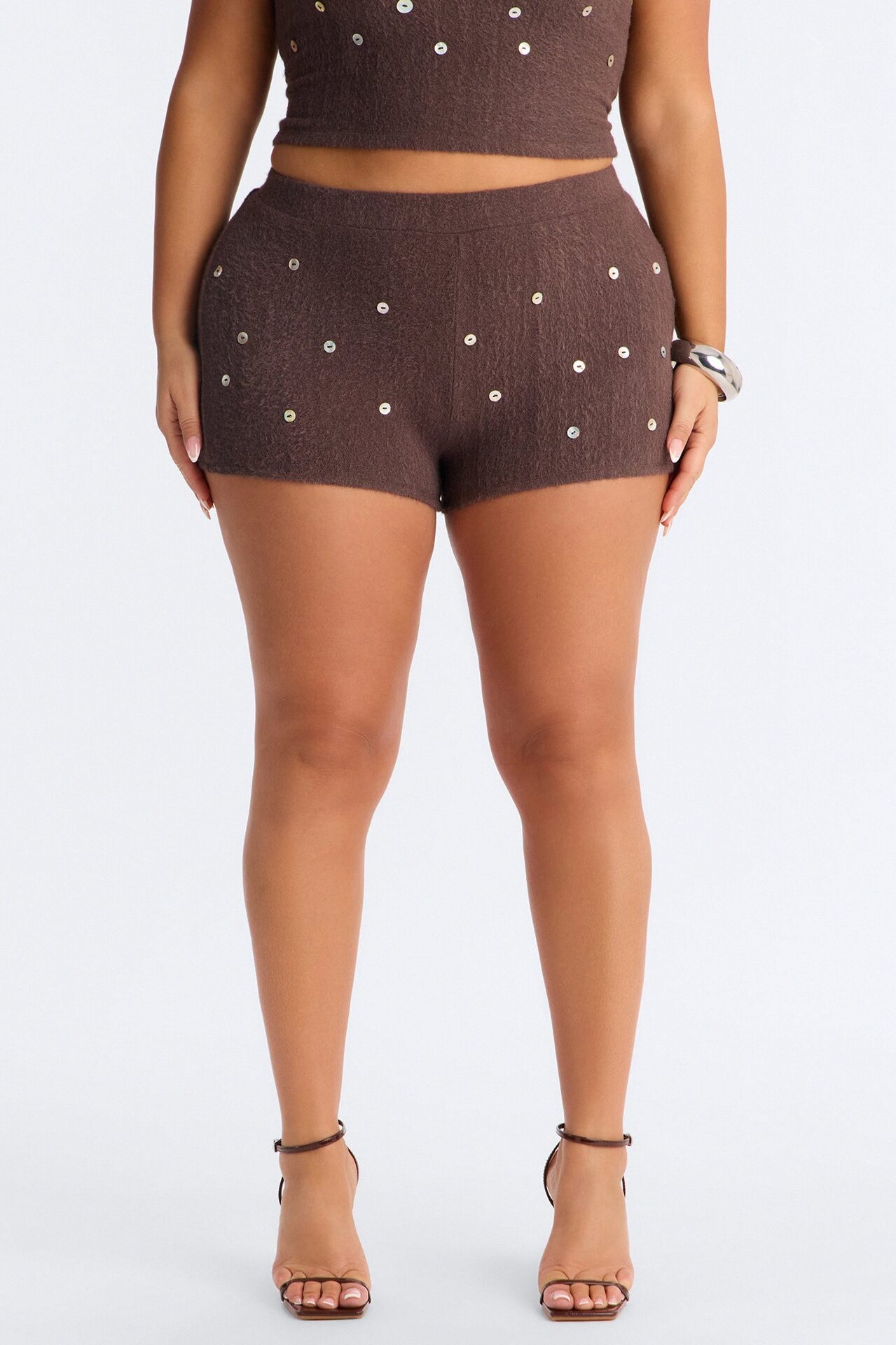 Seashell Fuzzy Low Rise Micro Short - Chocolate