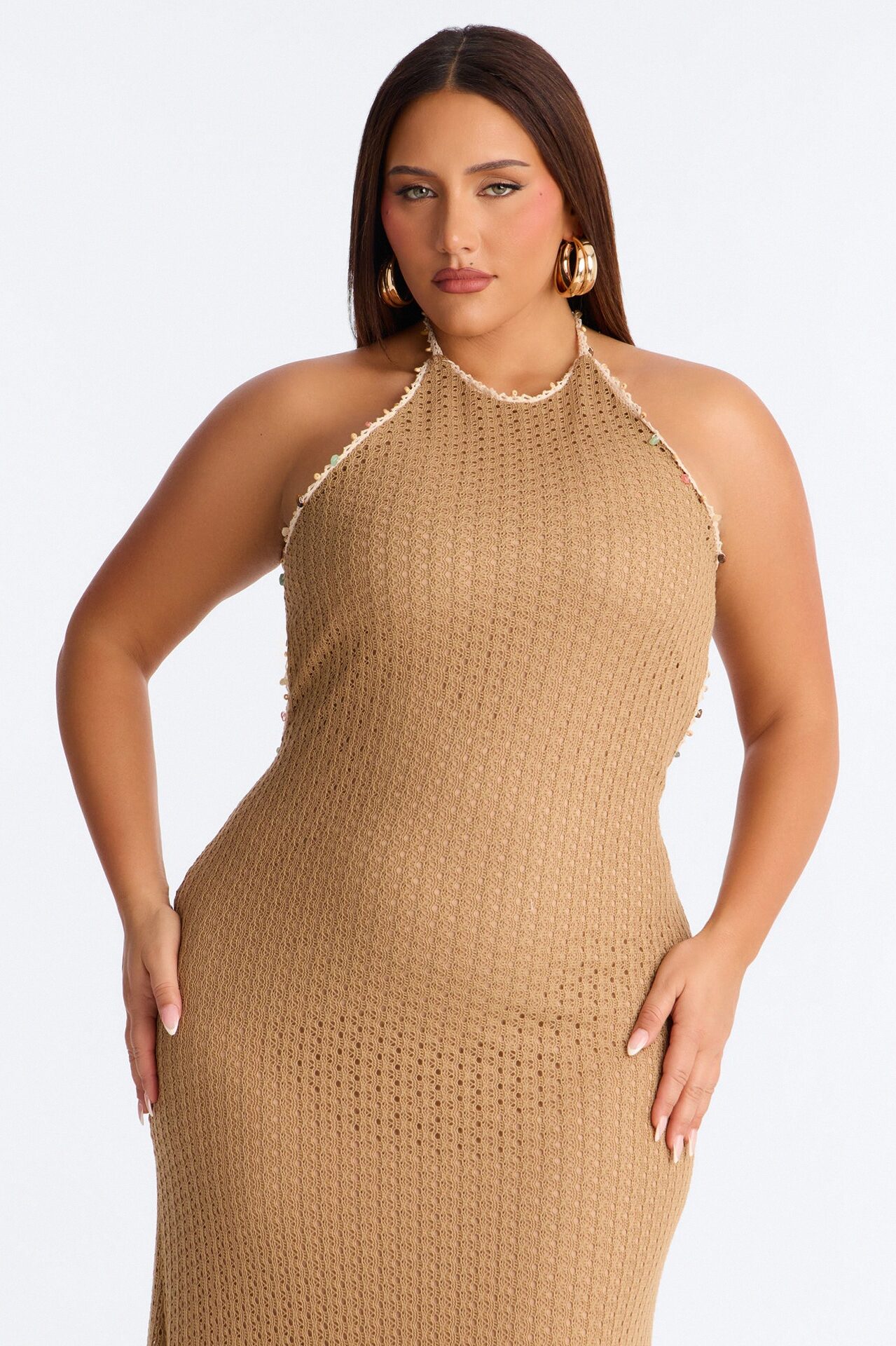 Remi Backless Crochet Maxi Dress - Mocha