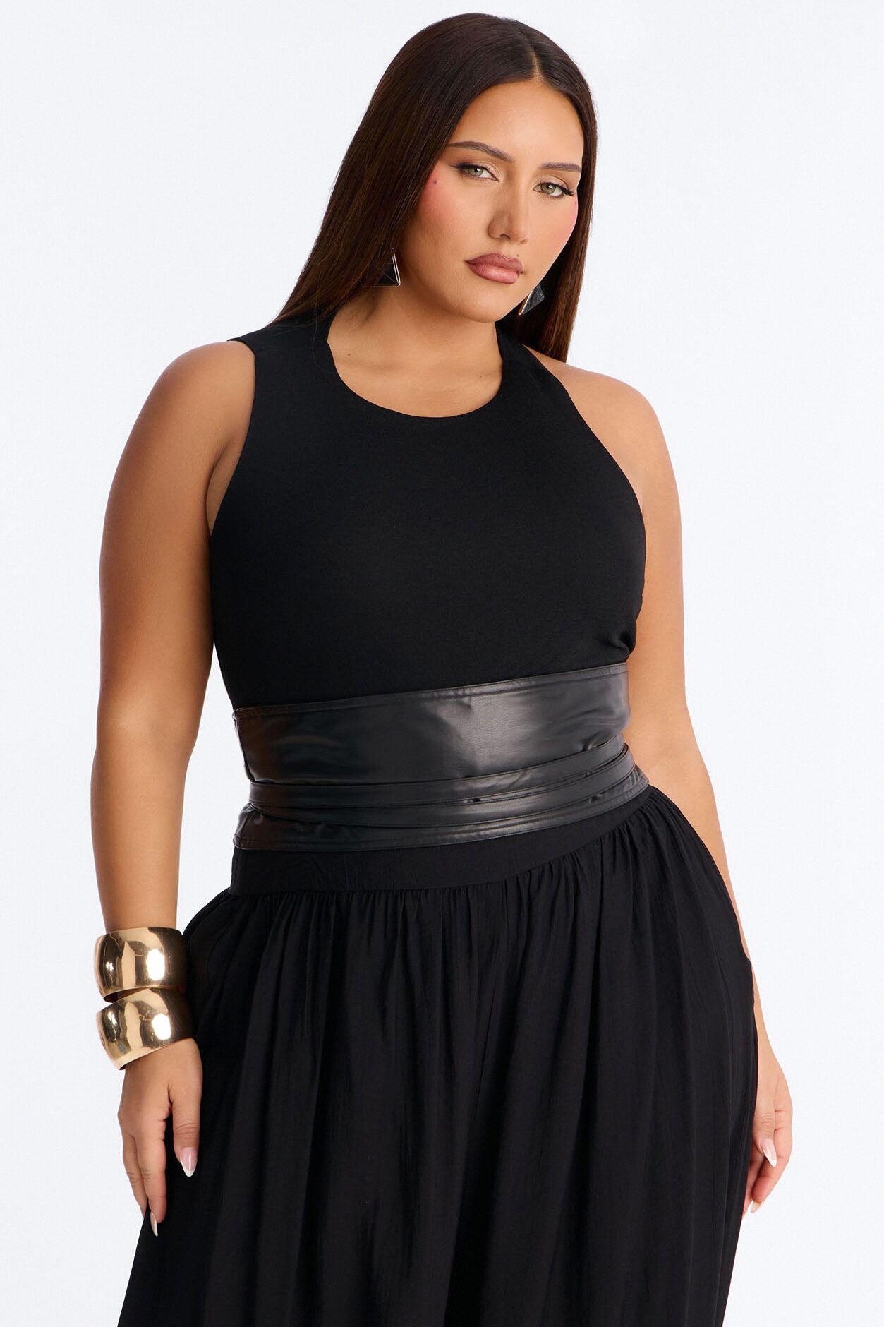 Tiana 3 Piece Belted Balloon Pant Set - Black