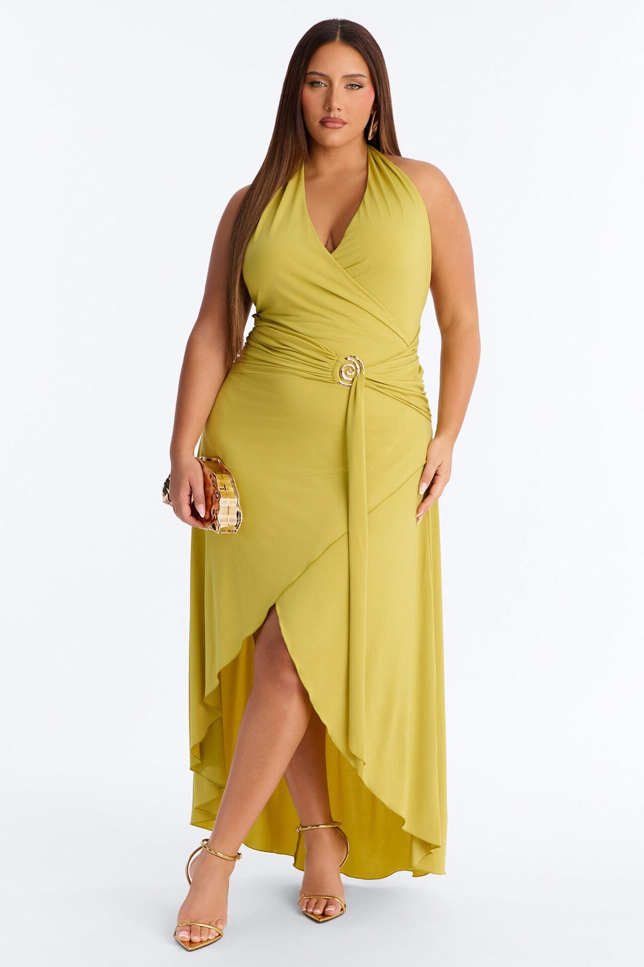 Astrid Asymmetrical Maxi Dress - Chartreuse