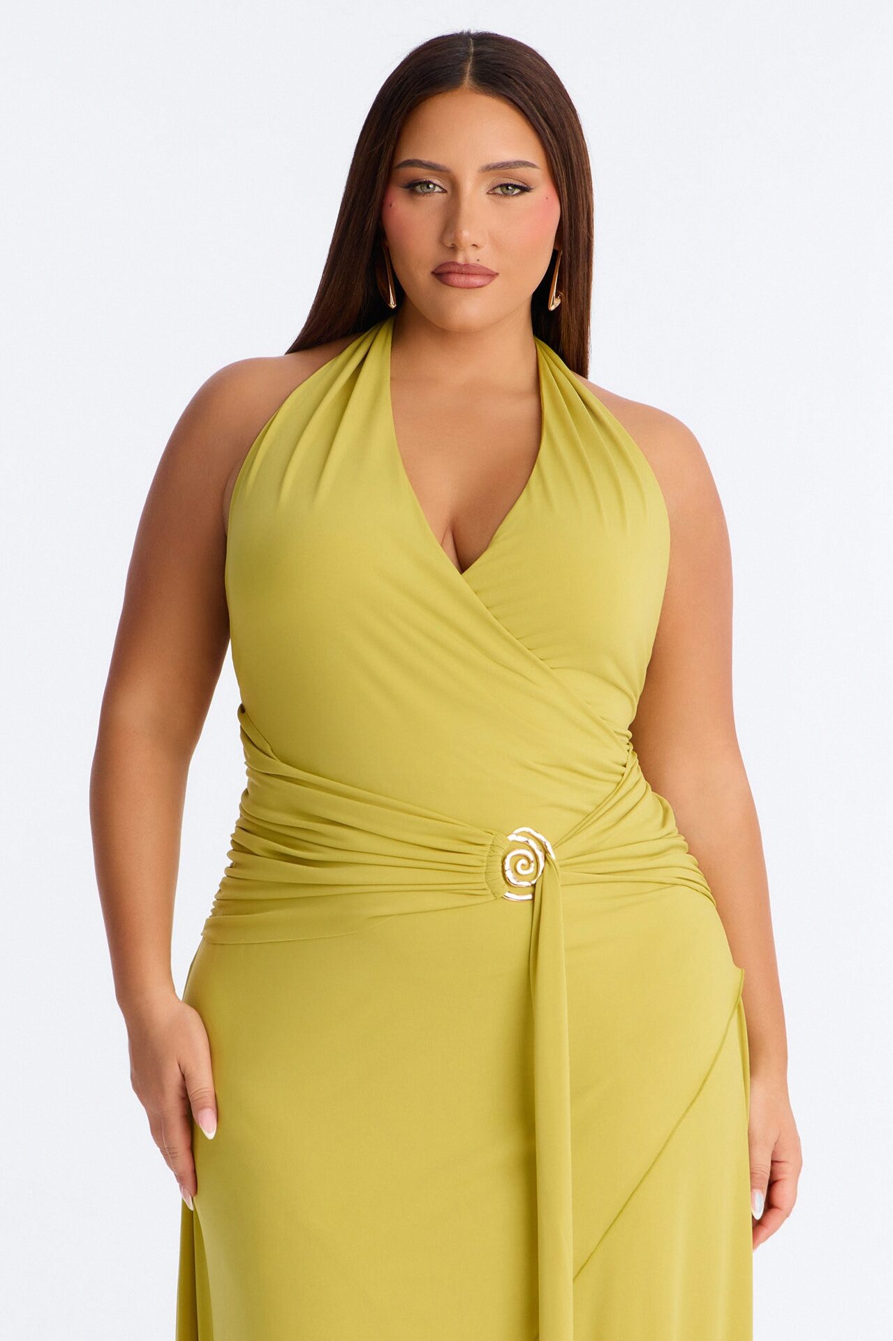 Astrid Asymmetrical Maxi Dress - Chartreuse