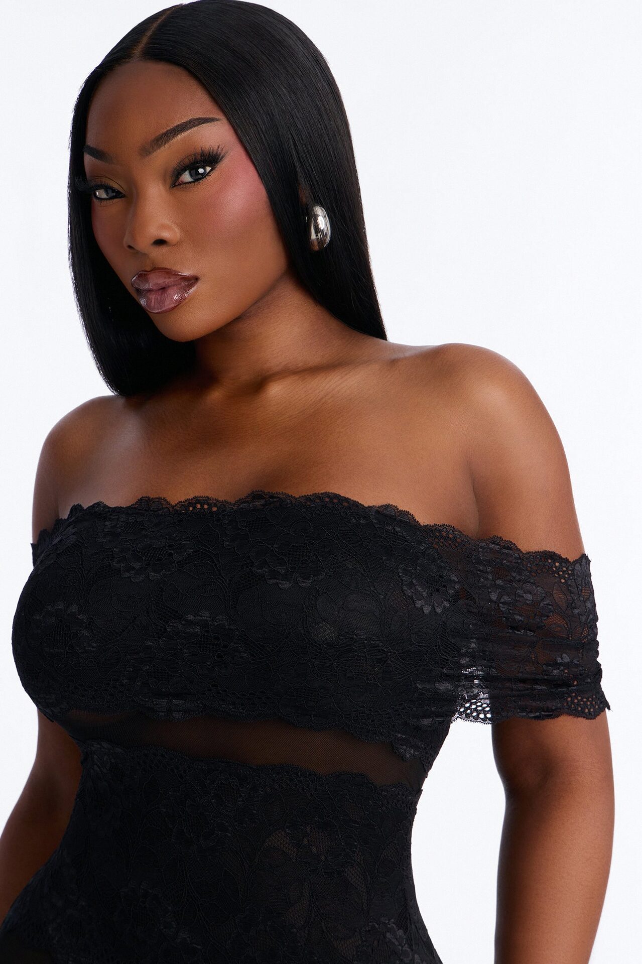 Body Language Sheer Lace Maxi Dress - Black