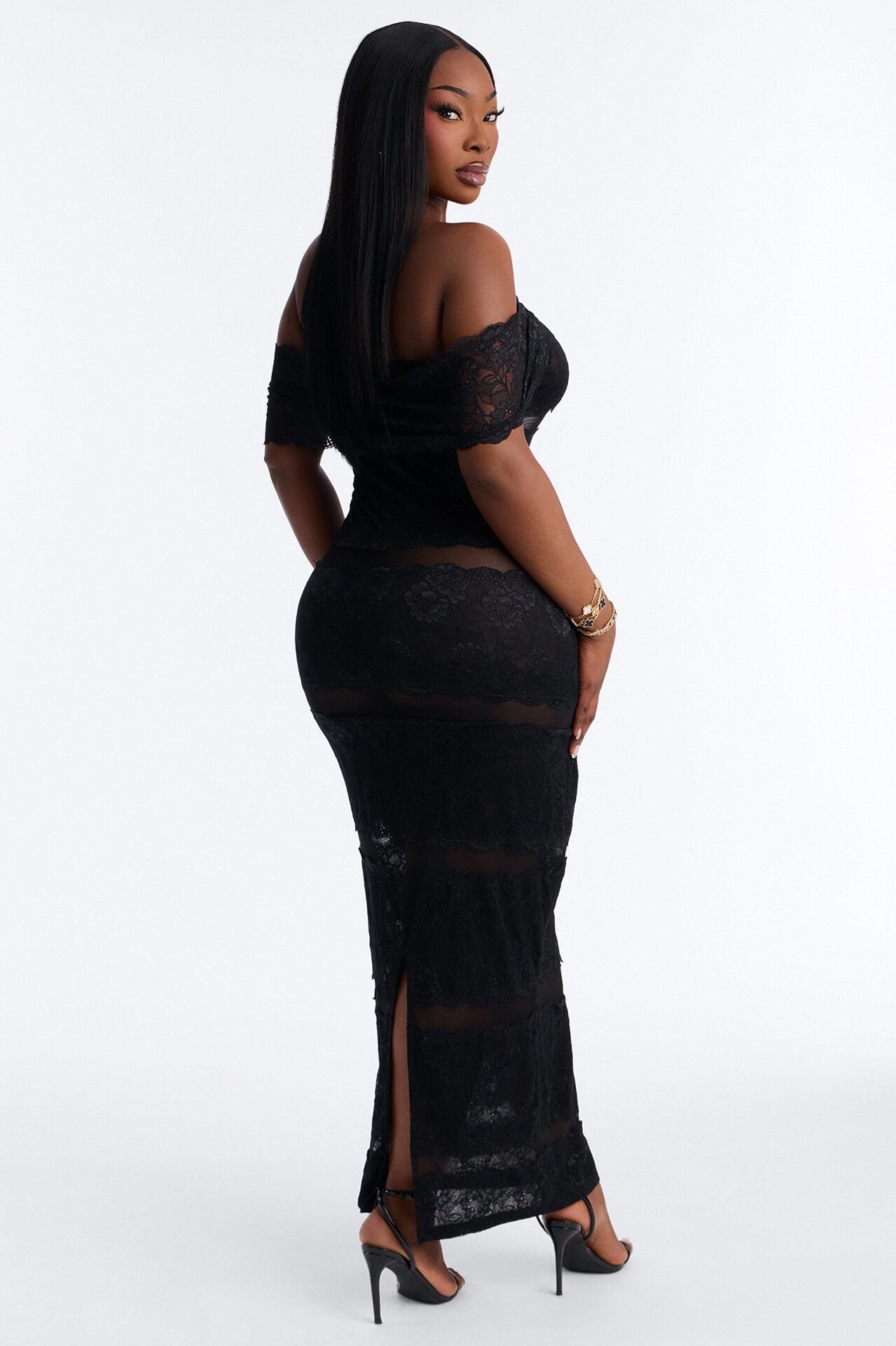 Body Language Sheer Lace Maxi Dress - Black