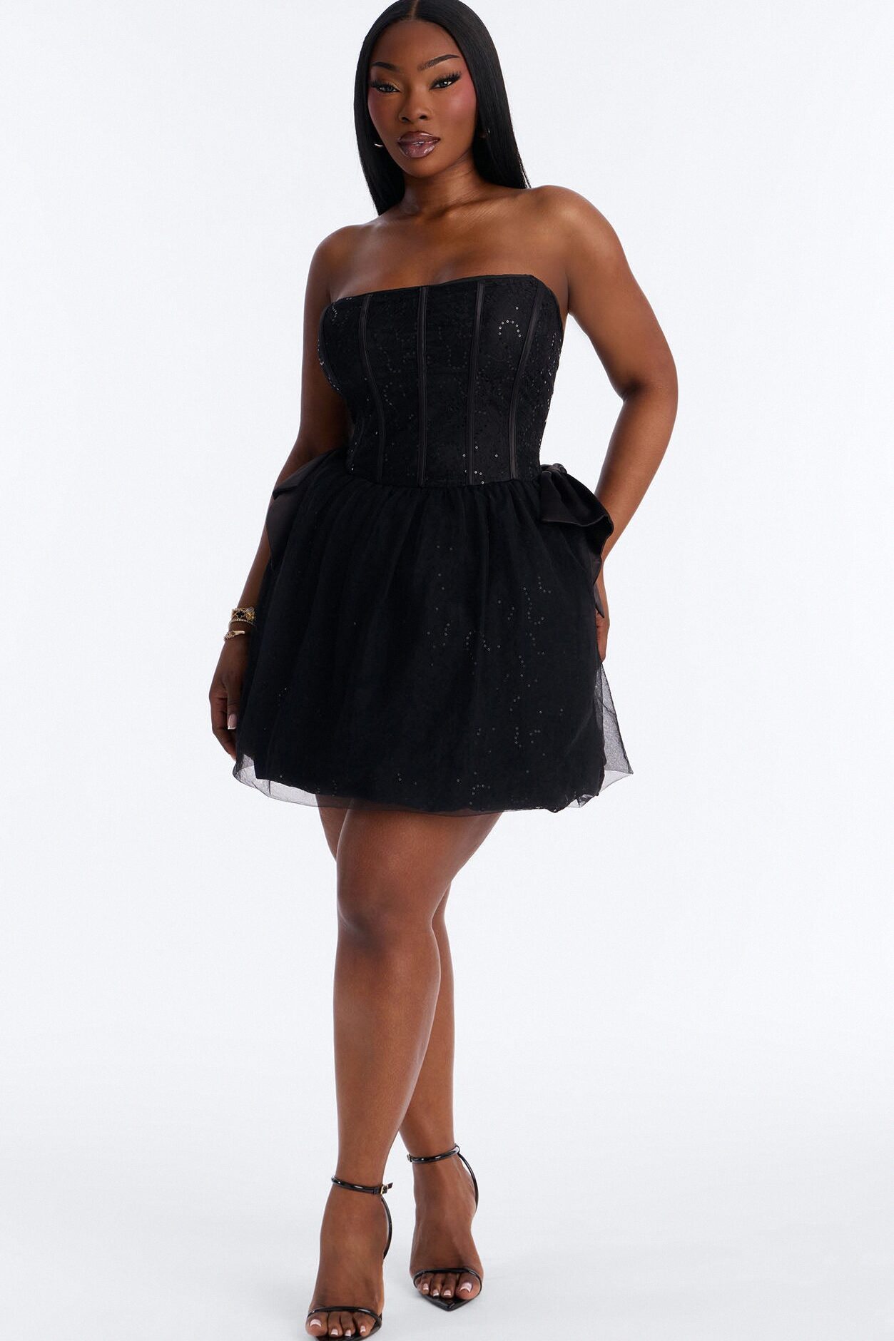 Rayna Embellished Lace Mini Dress - Black