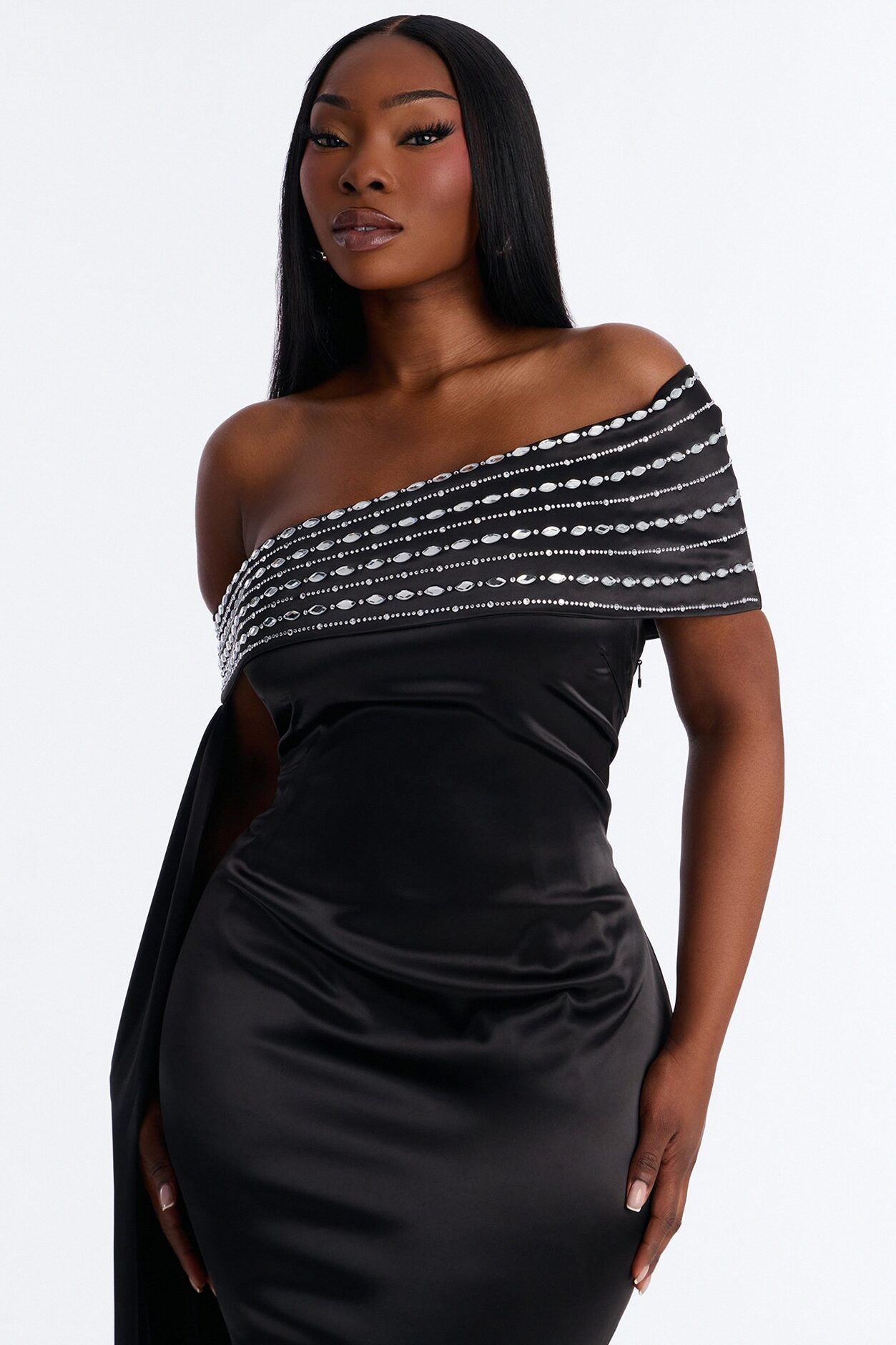 Dream Moment Satin Maxi Gown - Black
