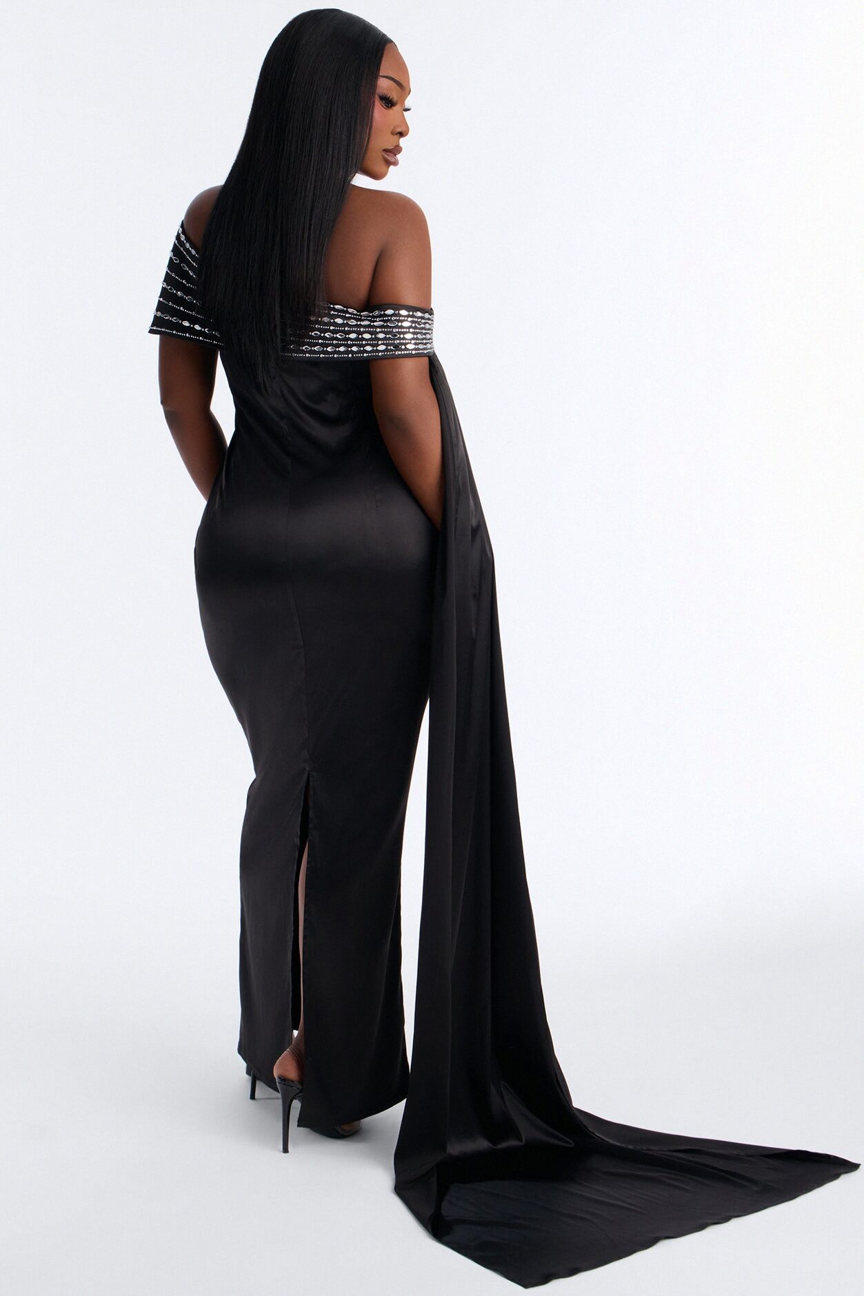 Dream Moment Satin Maxi Gown - Black