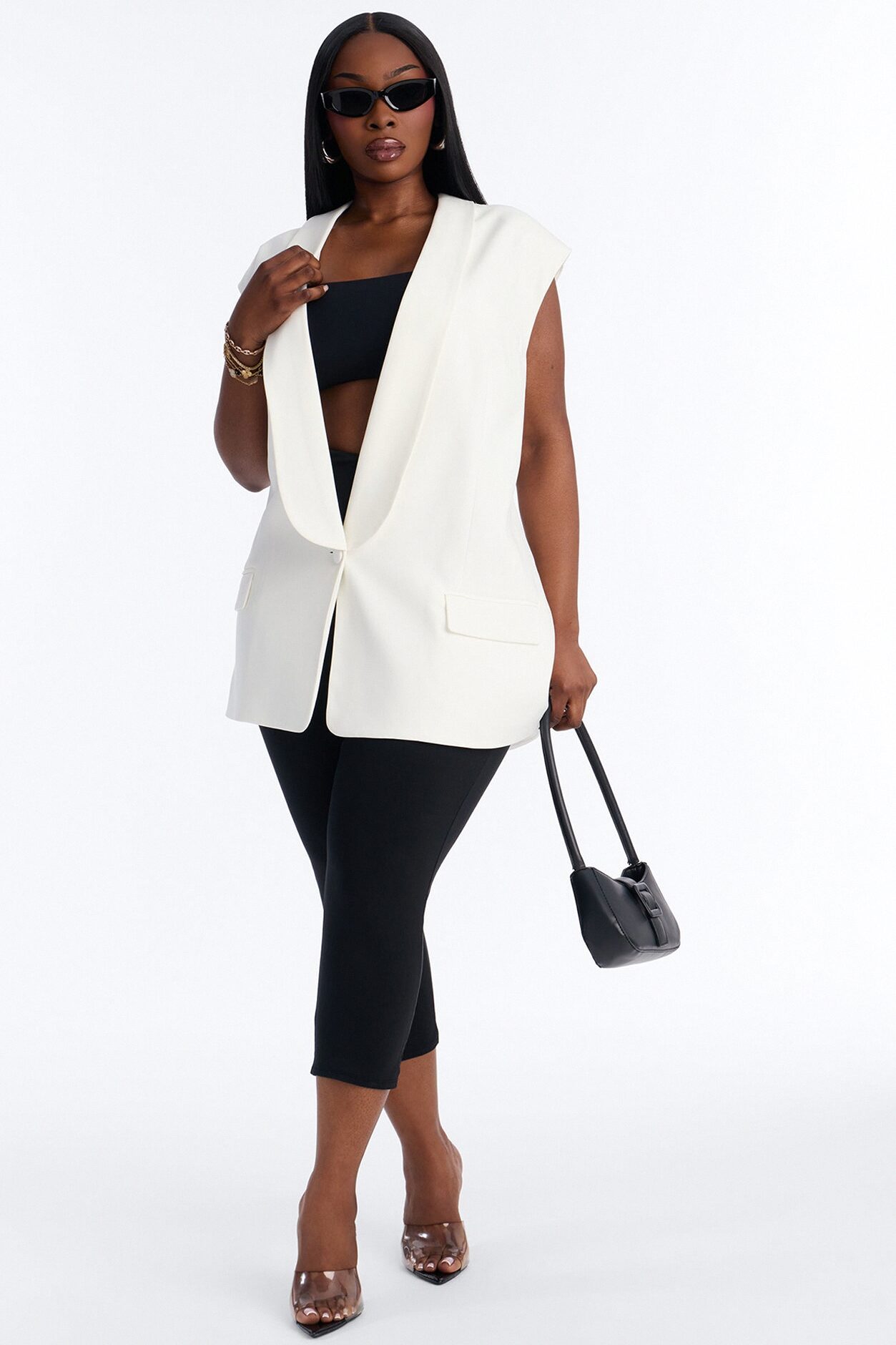 Instant Elevation Single Breasted Oversized Tailored Vest - Ivory