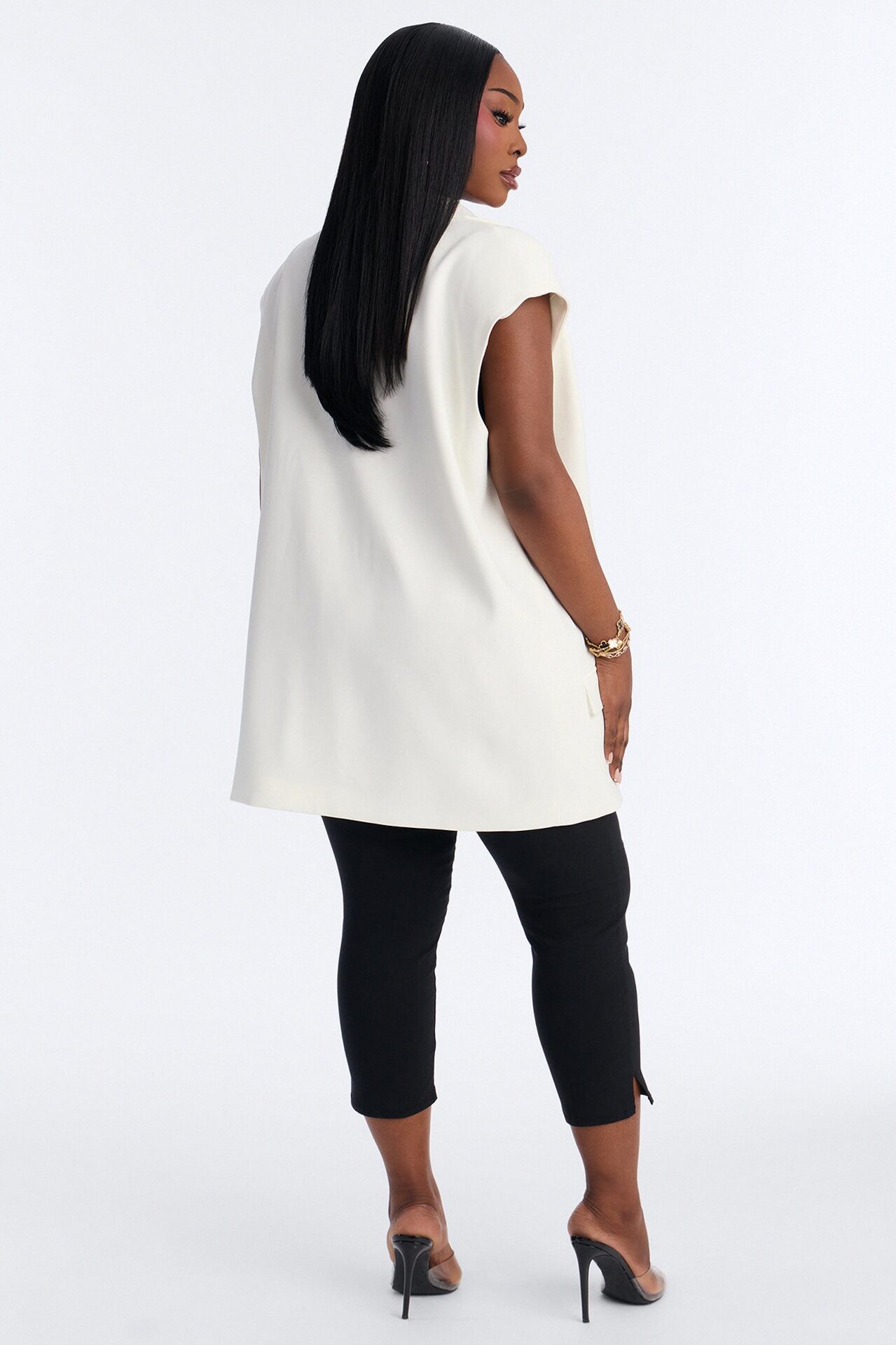 Instant Elevation Single Breasted Oversized Tailored Vest - Ivory
