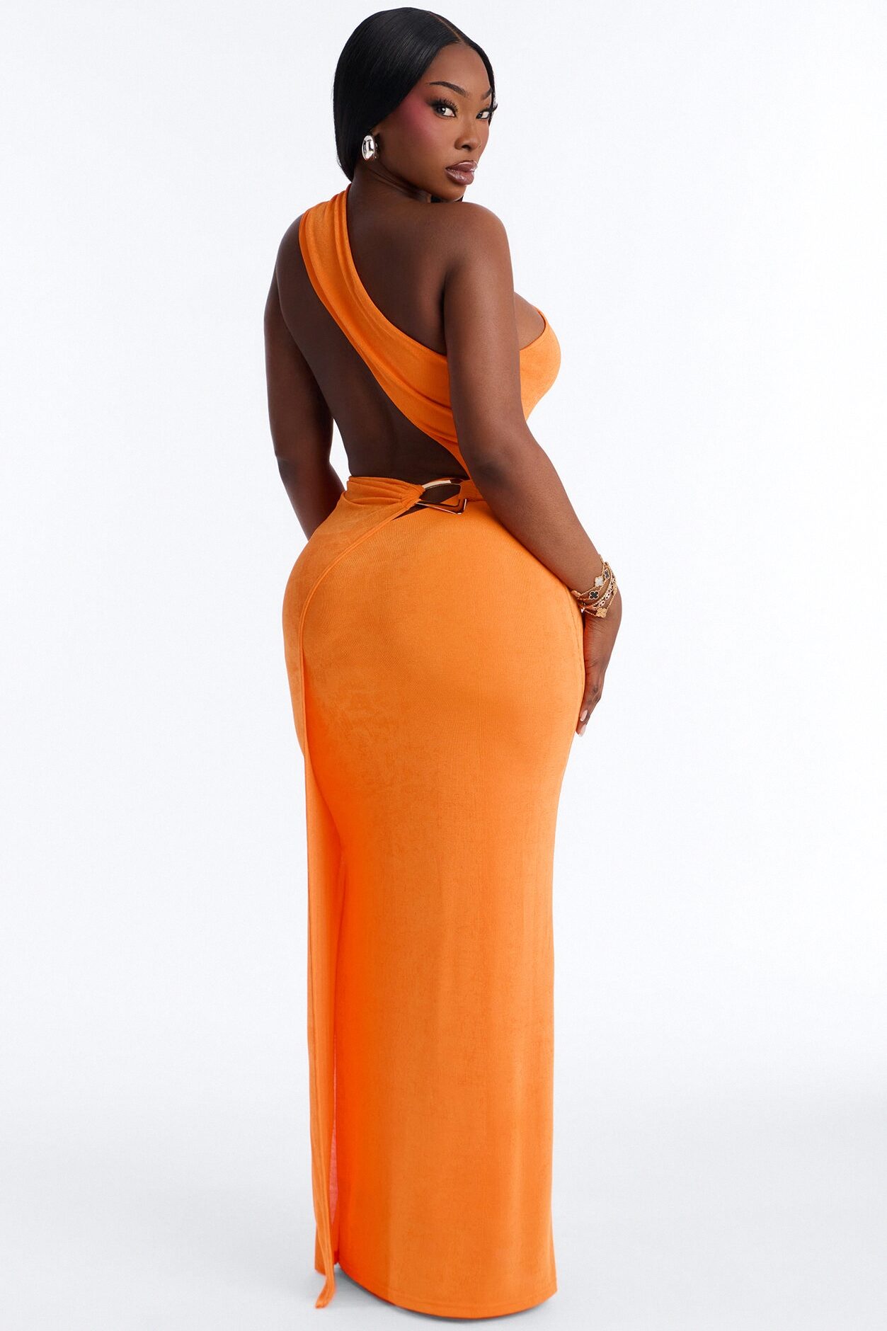 Annora One Shoulder Maxi Dress - Orange