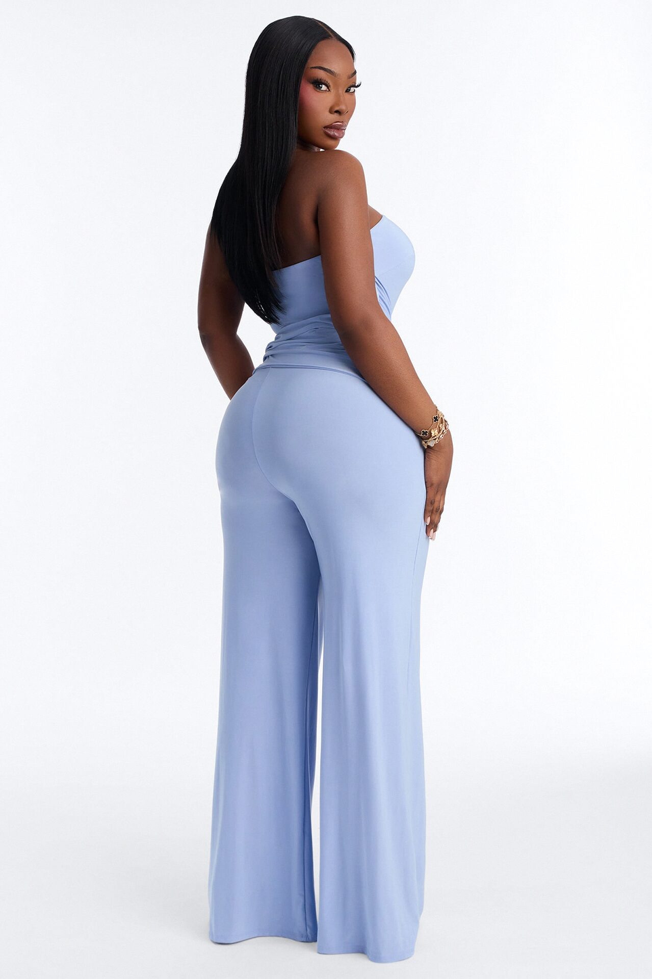 Anika Cut Out Strapless Jumpsuit - Blue