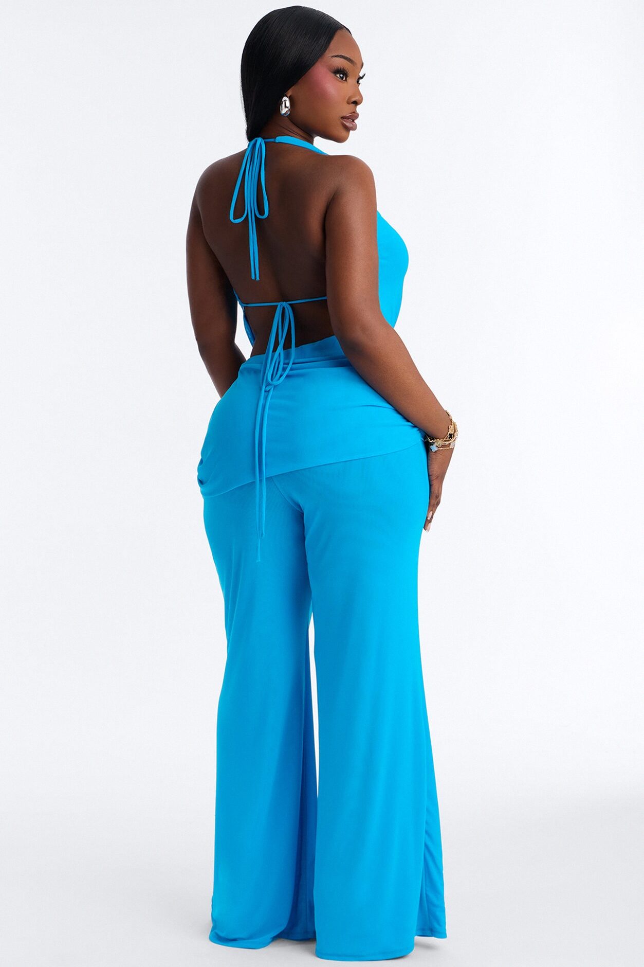 Rayna Halter Mesh Pant Set - Turquoise