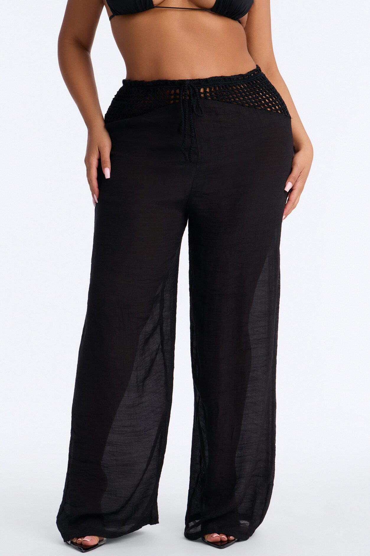 Darling Linen Swim Cover Up Pant - Black
