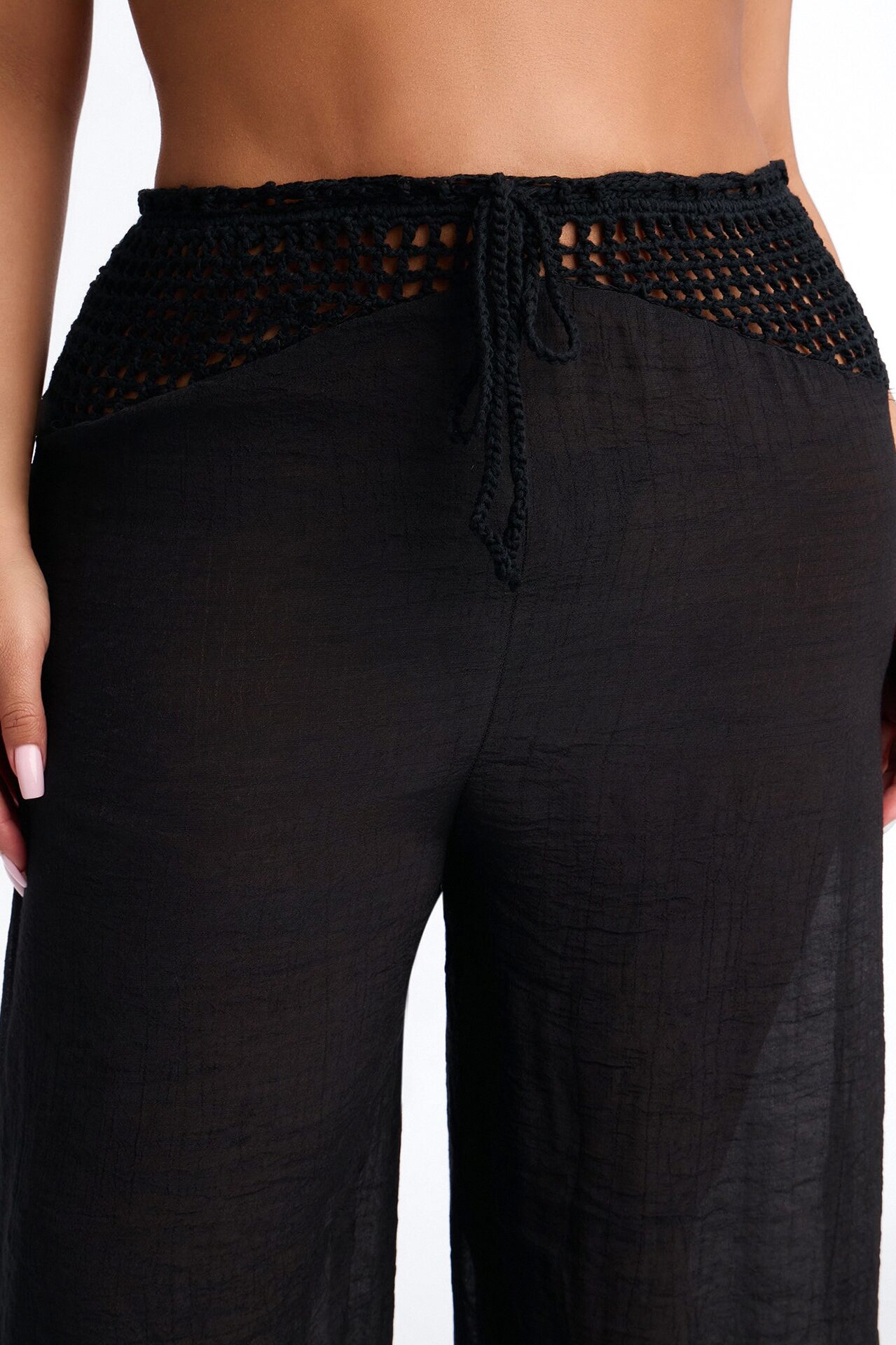 Darling Linen Swim Cover Up Pant - Black