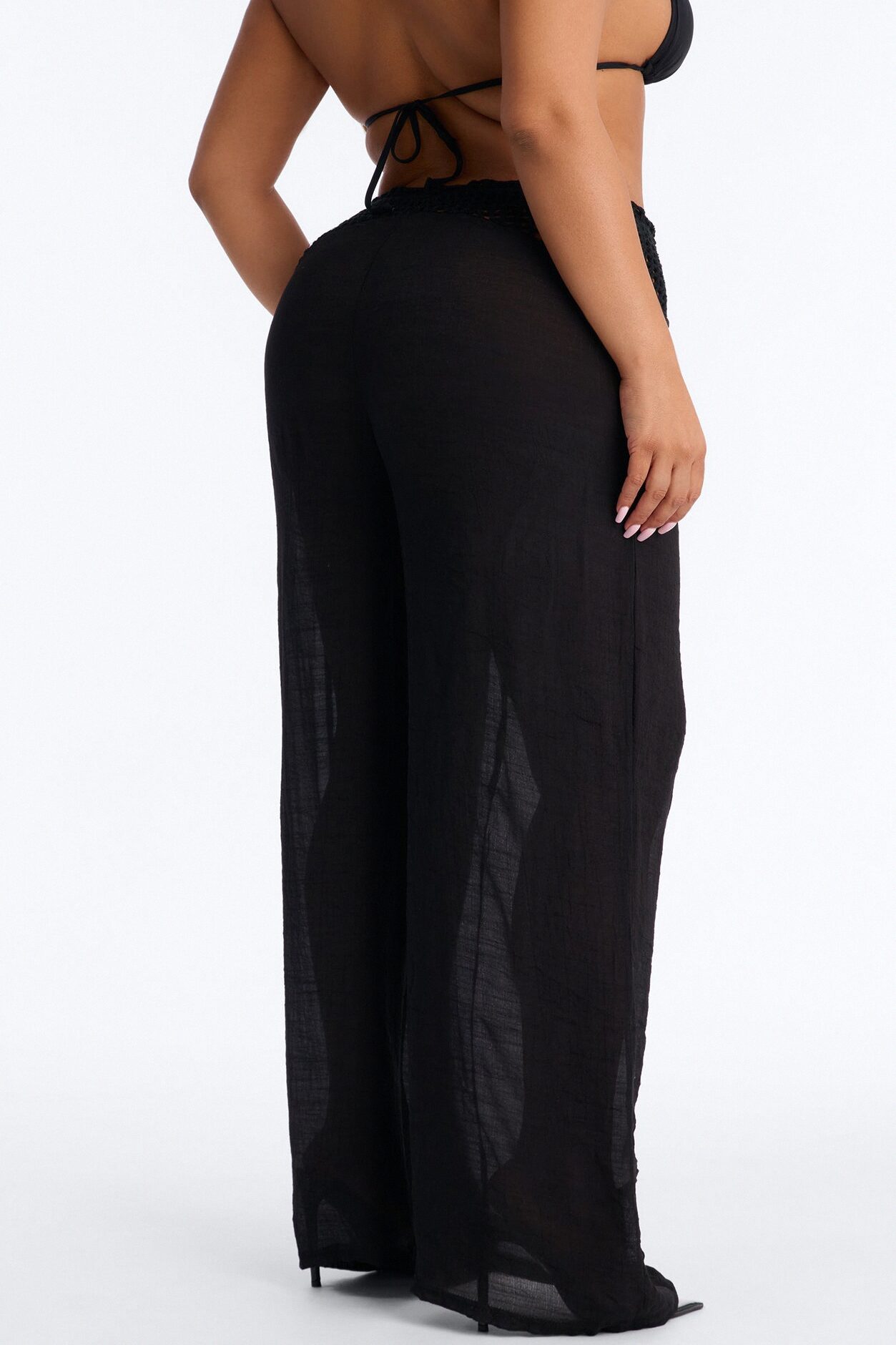 Darling Linen Swim Cover Up Pant - Black