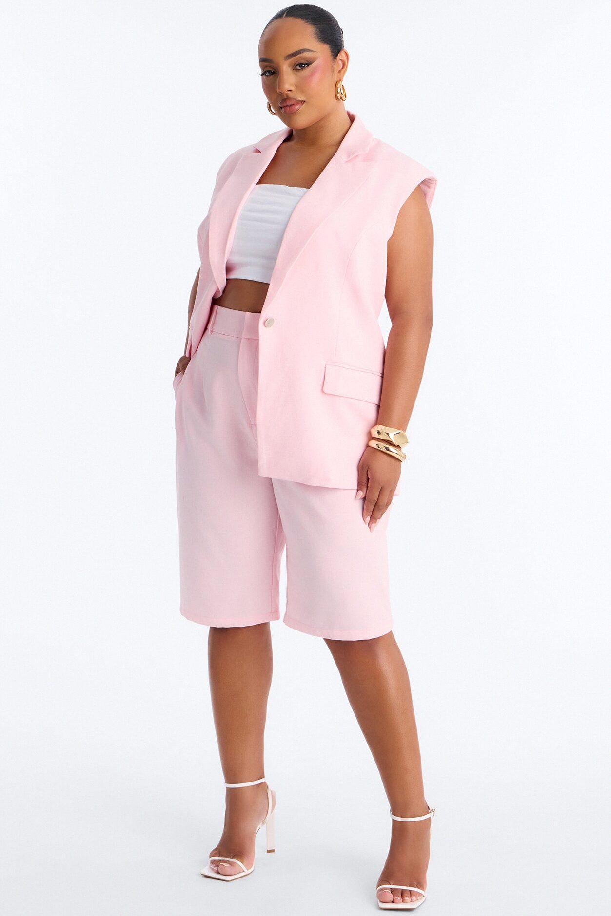 Paloma Linen Bermuda Short - Light Pink