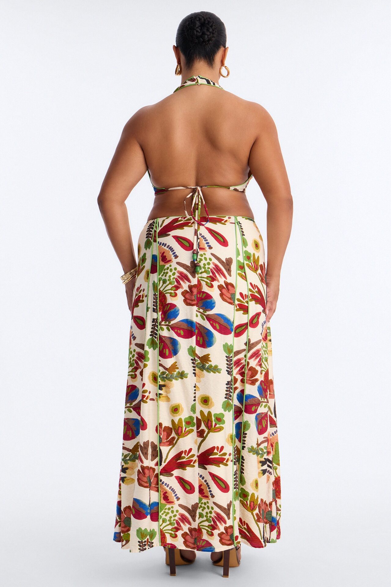 Sicilian Summer Linen Maxi Dress - Cream/combo