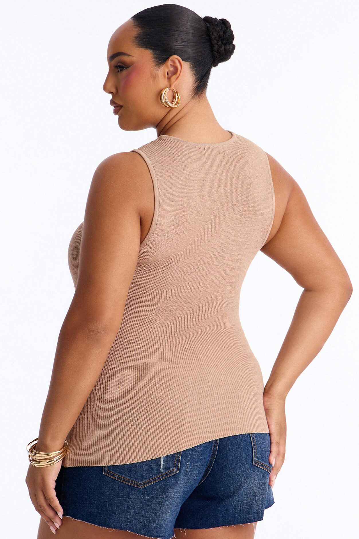 Just Enough Sweater Tank Top - Taupe