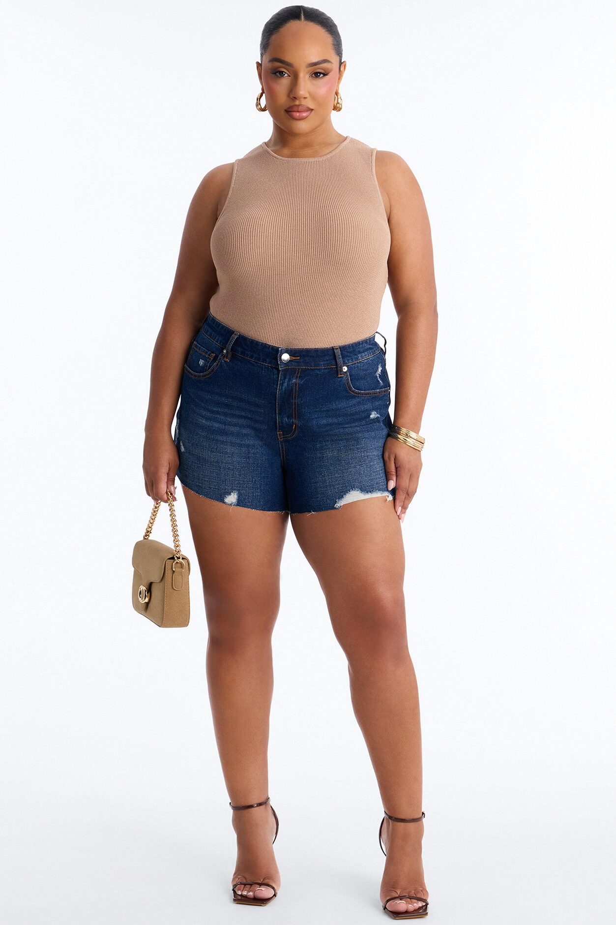 Crashing Out Ripped Cut Off Denim Shorts - Dark Wash