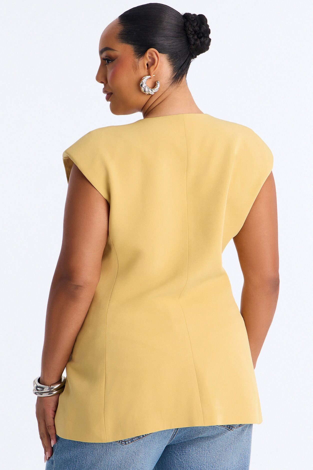 Happy Hour Double Breasted Fitted Vest - Mustard