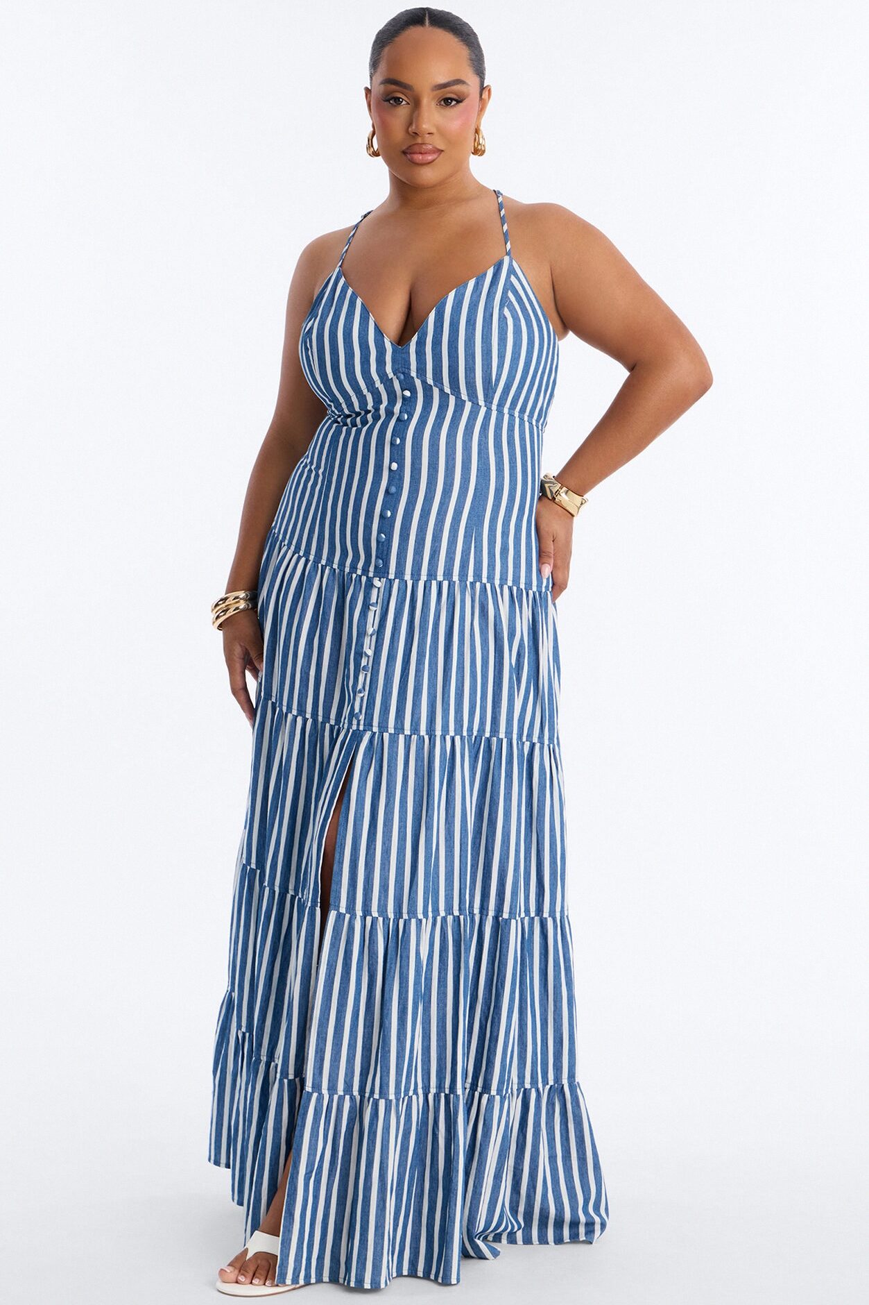 Olivia Striped Maxi Dress - Blue/combo