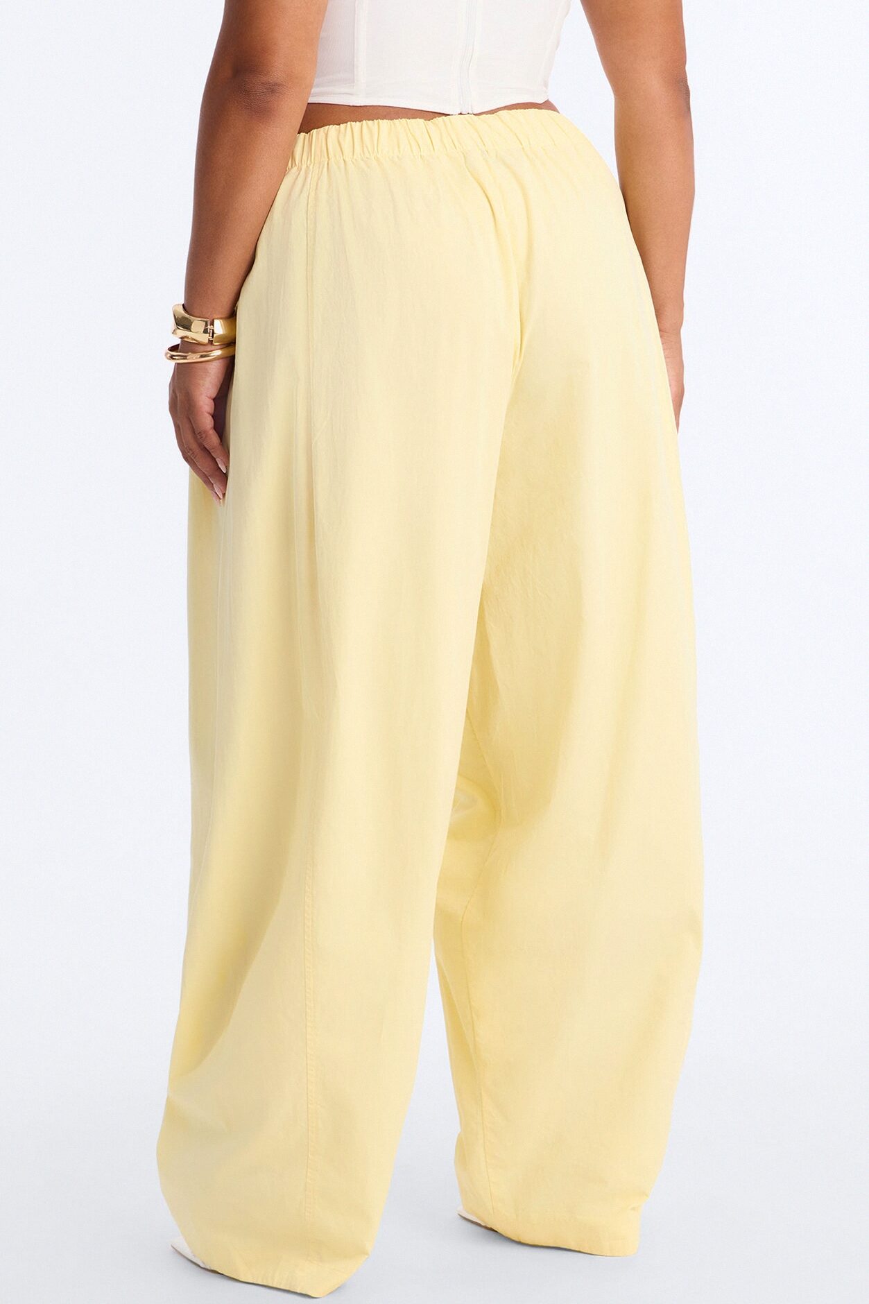 Maggie Low Rise Drawstring Wide Leg Pant 32″ - Butter Yellow
