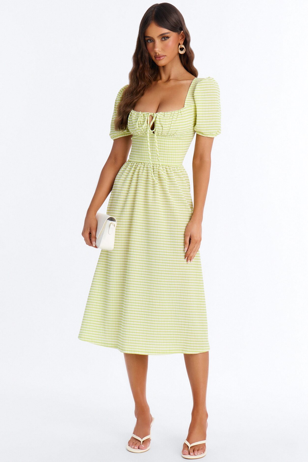Cecelia Striped Midi Dress - Green/combo