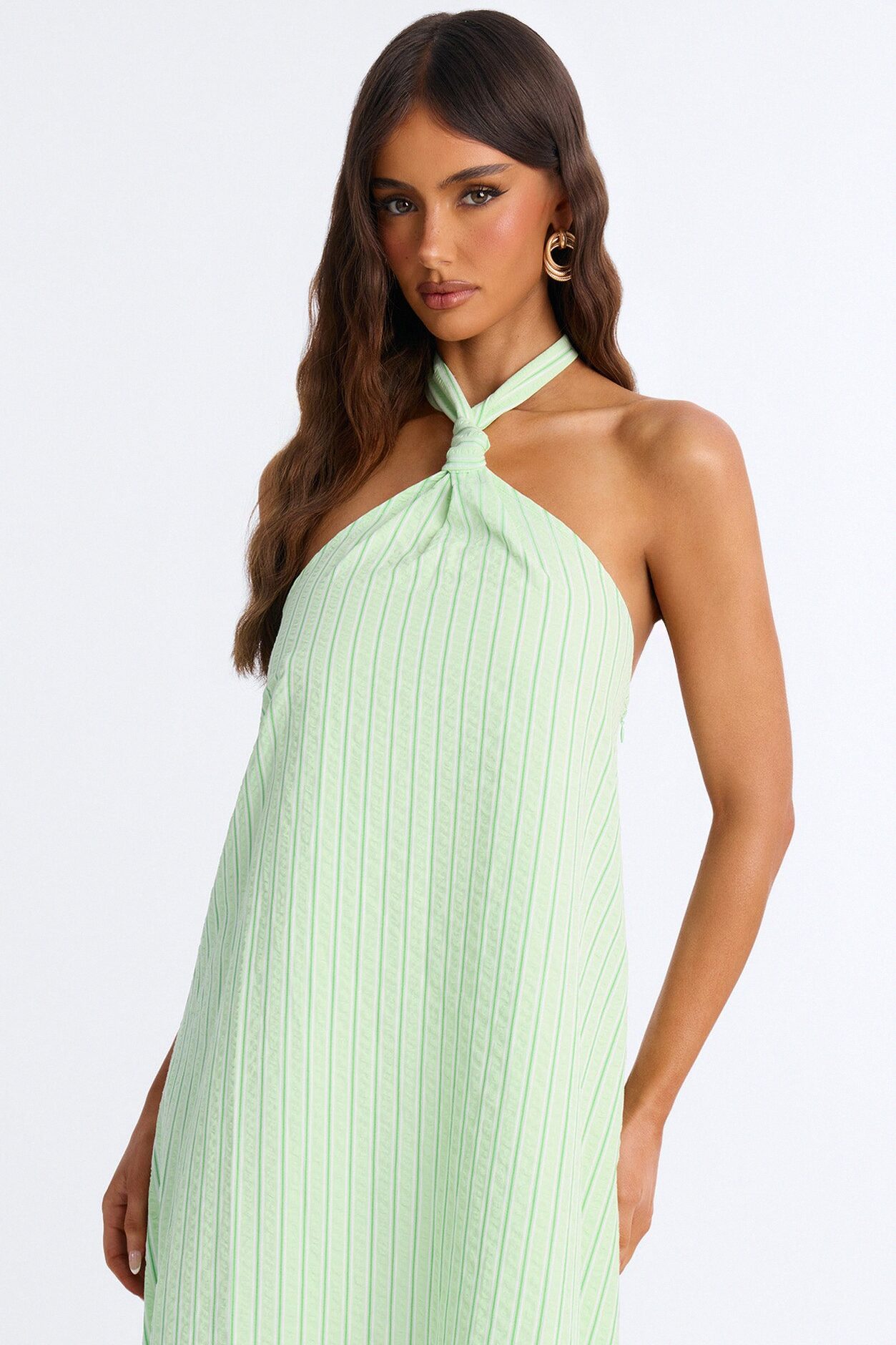 Palm Beach Halter Poplin Maxi Dress - Green