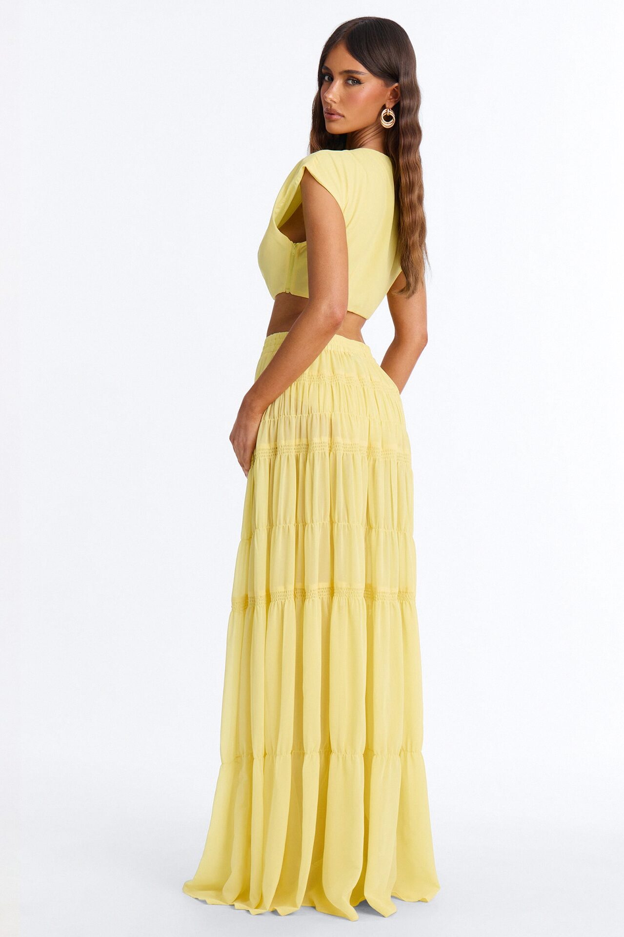 Sorrento Summer Chiffon Maxi Skirt Set - Yellow