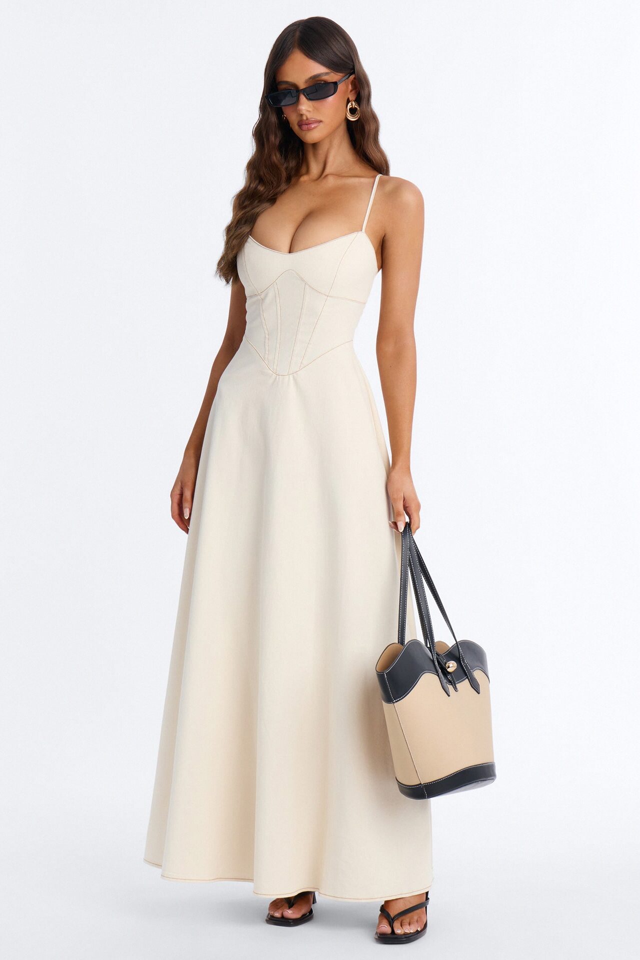 Kamryn Denim Maxi Dress - Cream