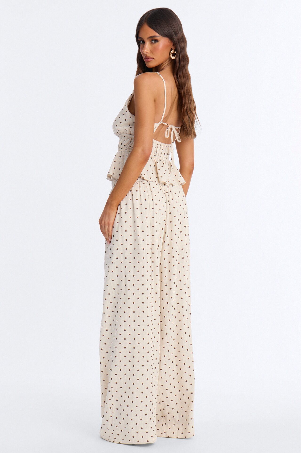 Riley Linen Polka Dot Pant Set - Oatmeal