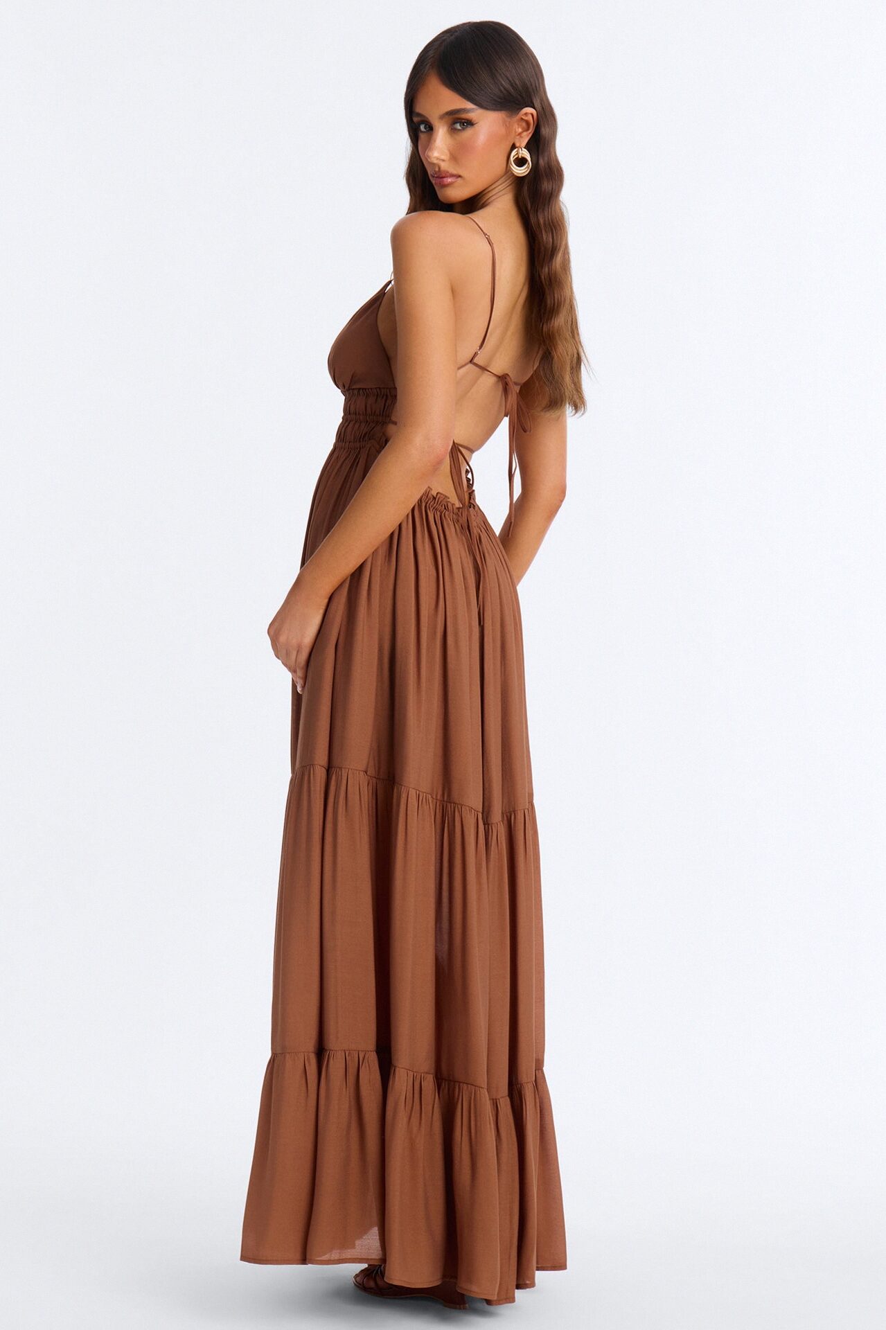 Daily Vibe Backless Maxi Dress - Brown