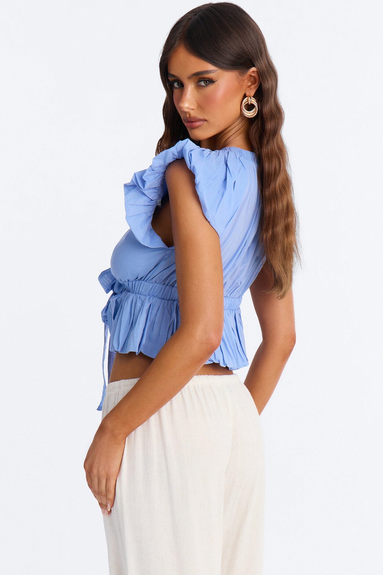 Summer Delight Ruched Top - Blue