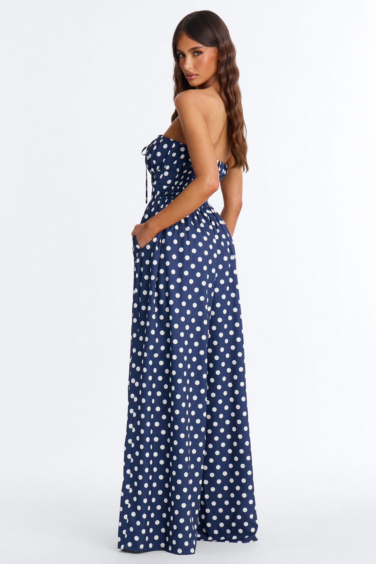 Priscilla Polka Dot Jumpsuit - Navy/combo