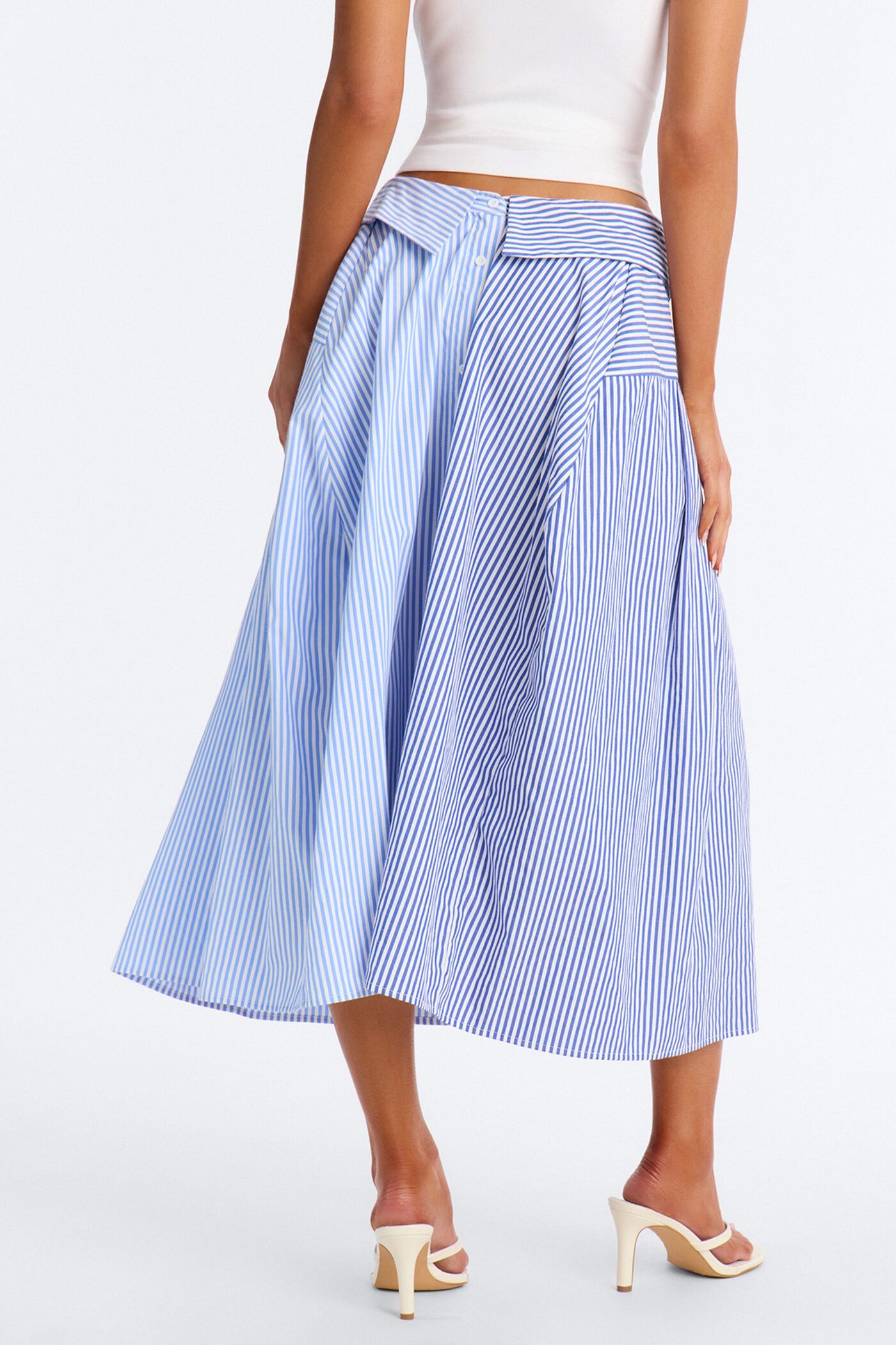 Trend Setter Poplin Striped Maxi Shirt Skirt - Blue/combo