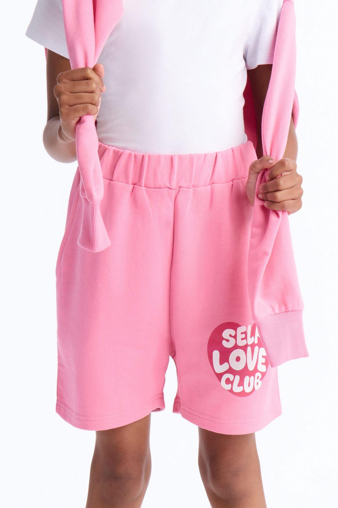 Mini Self Love Club French Terry Short Set - Light Pink