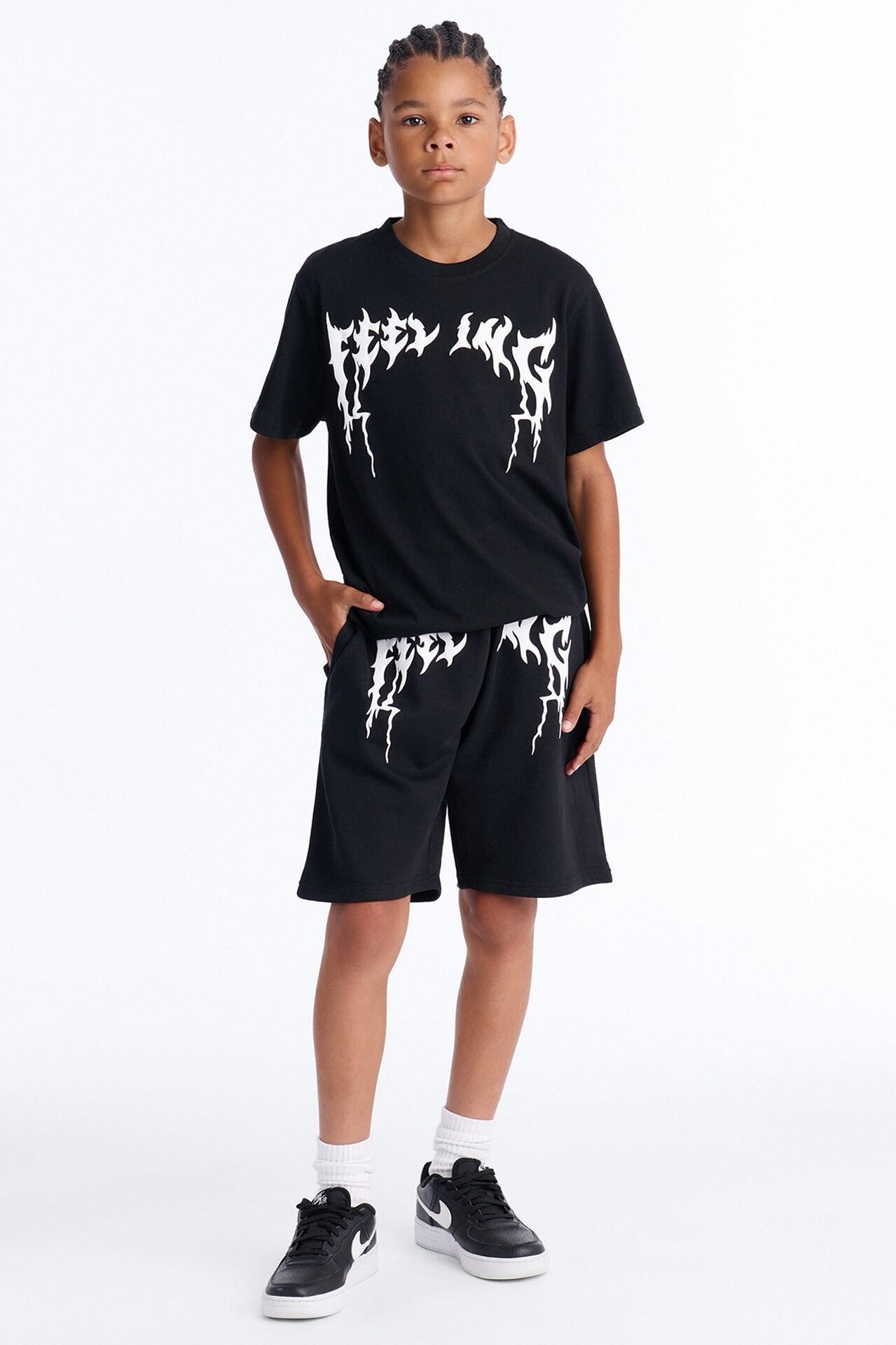 Mini This Feeling Fleece Short Set - Black